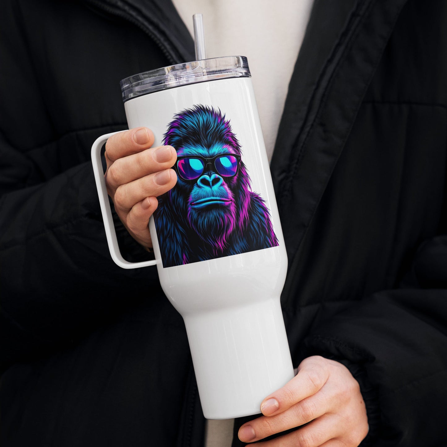 Monkey Travel Mug With Handle (25 oz and 40 oz) - Travel Mug - Discovery Co.