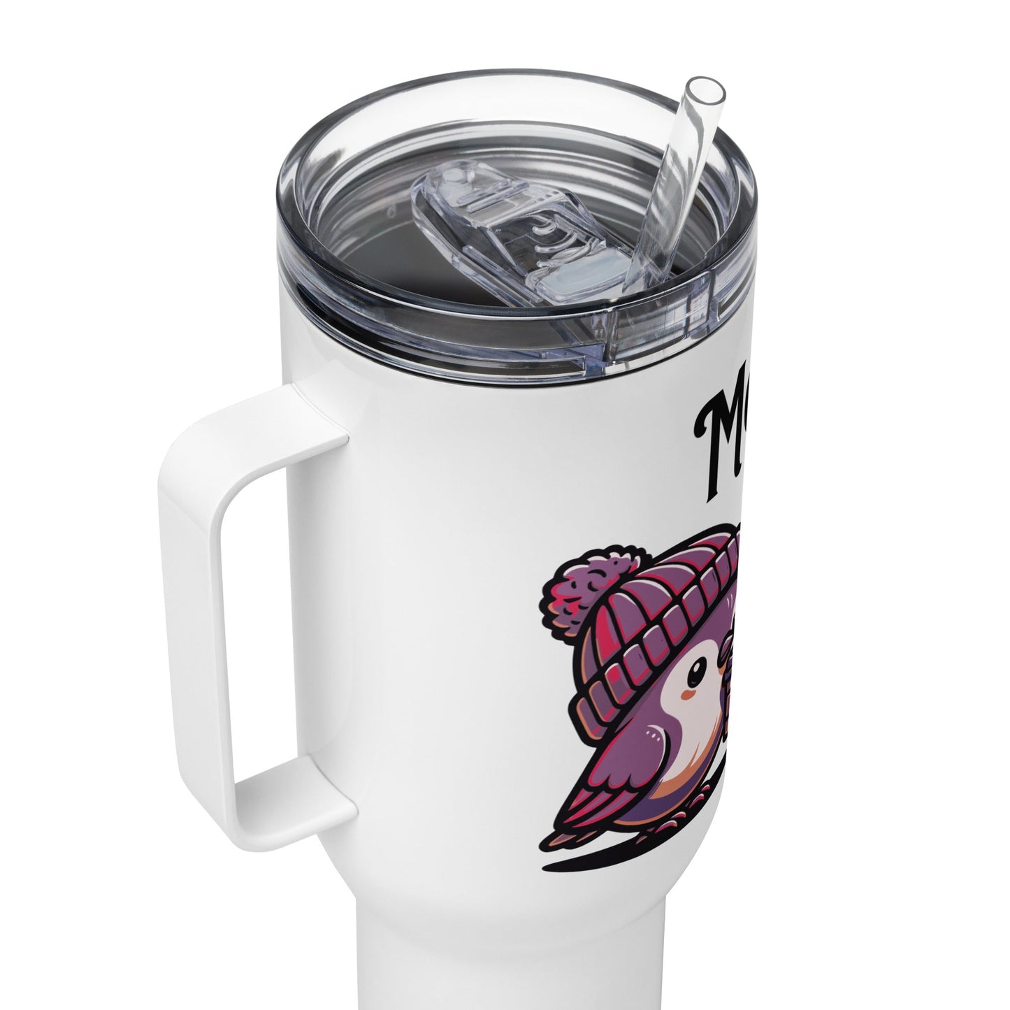 Morning Birds (Purple) Travel Mug With Handle (25 oz and 40 oz) - Travel Mug - Discovery Co.