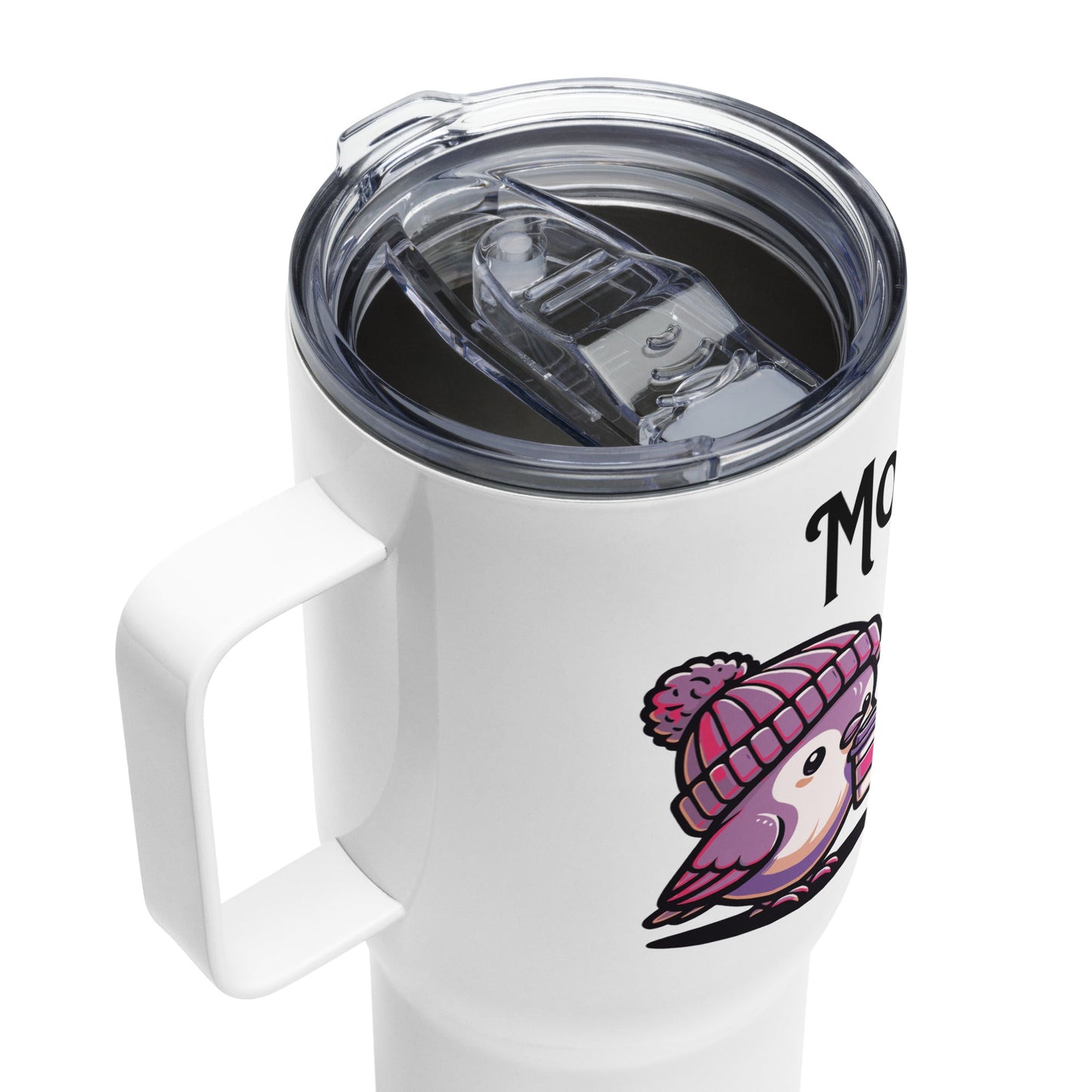 Morning Birds (Purple) Travel Mug With Handle (25 oz and 40 oz) - Travel Mug - Discovery Co.