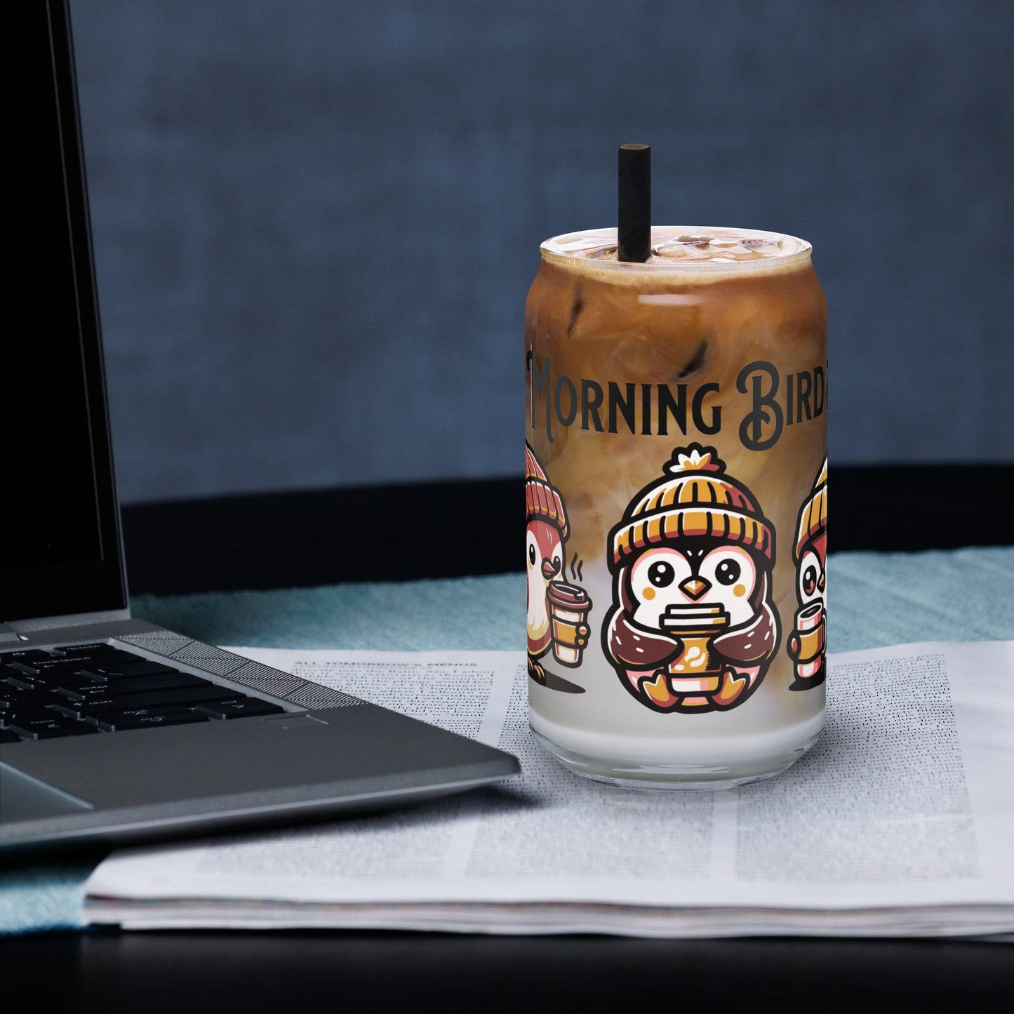 Morning Birds (Tan) Can - Shaped Glass - Can - Shaped Glass - Discovery Co.