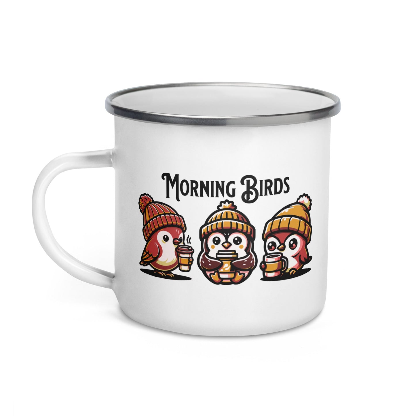 Morning Birds (Tan) Enamel Mug - Mugs - Discovery Co.
