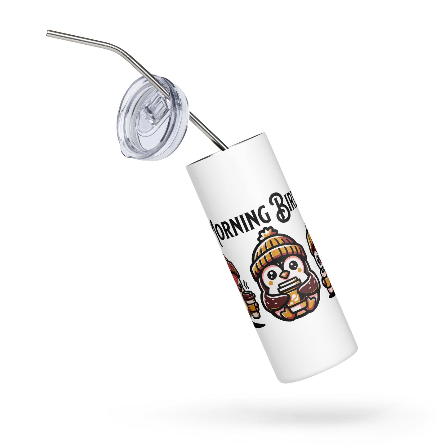 Morning Birds (Tan) Stainless Steel Tumbler - Steel Tumbler - Discovery Co.
