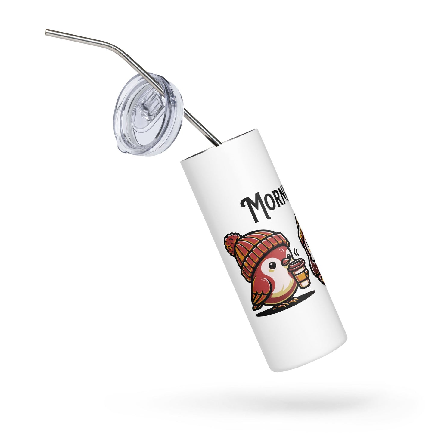 Morning Birds (Tan) Stainless Steel Tumbler - Steel Tumbler - Discovery Co.