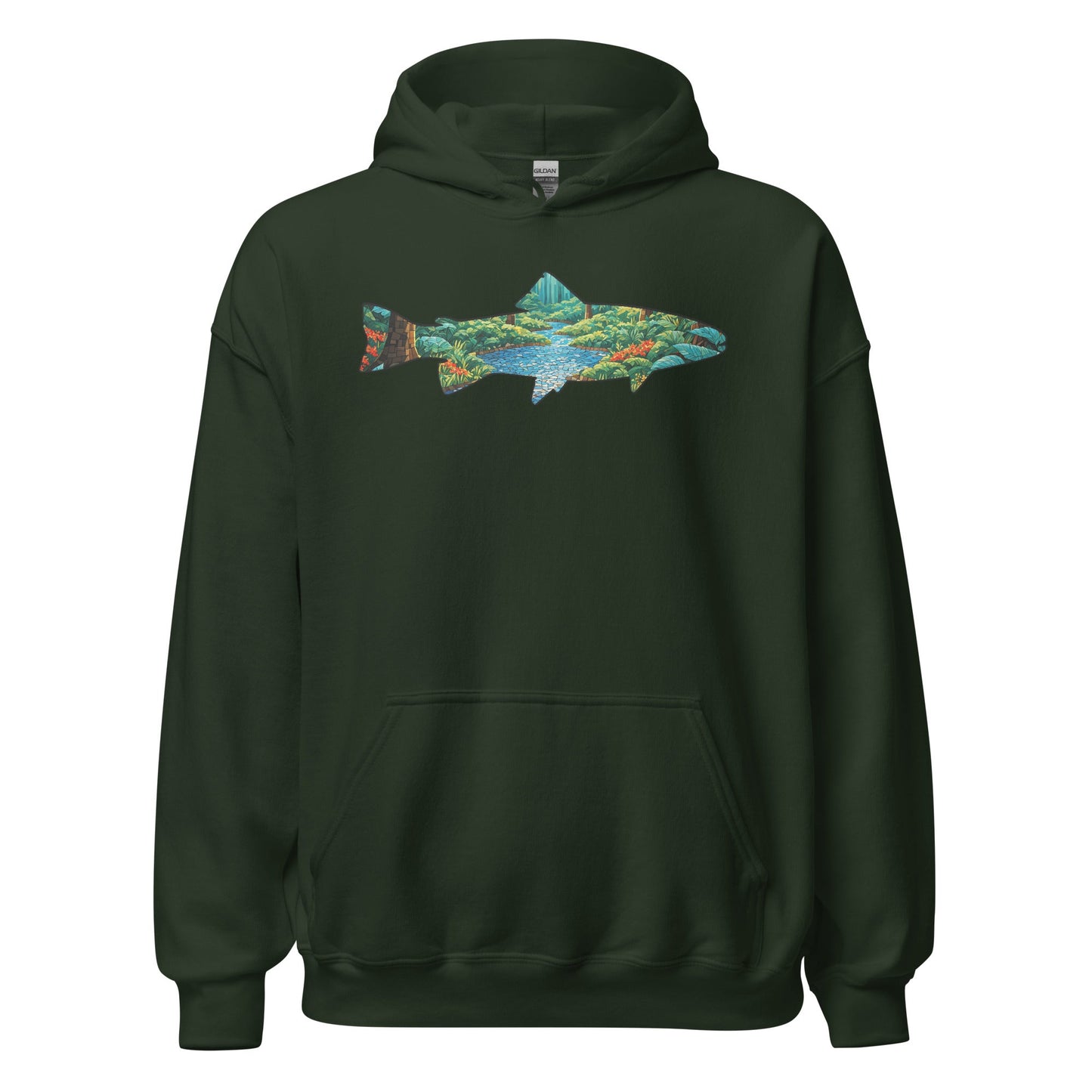 Mosaic Forest Trout Women's (Unisex) Hoodie - Hoodies - Discovery Co.