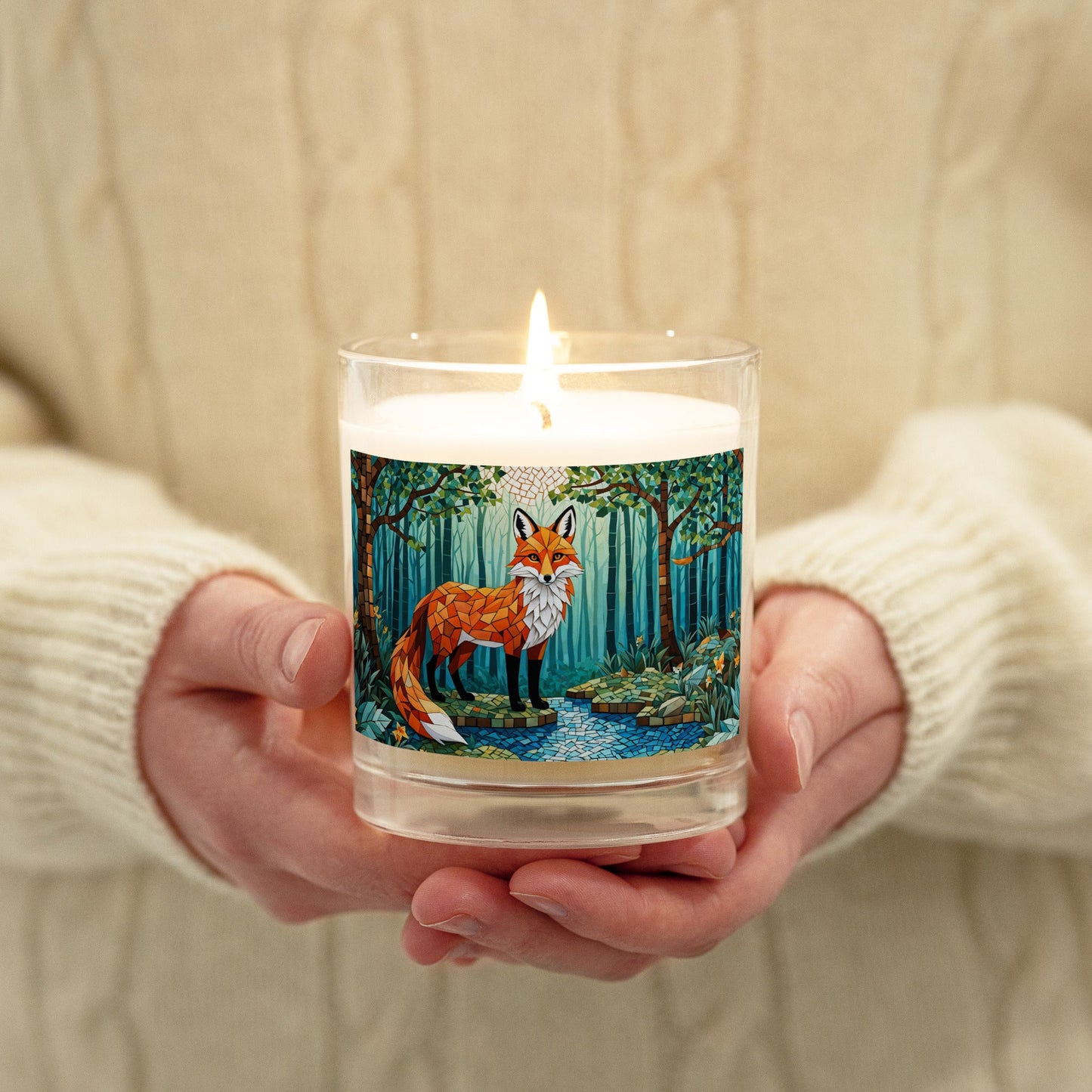 Mosaic Fox By The River Glass Jar Soy Wax Candle - Candles - Discovery Co.
