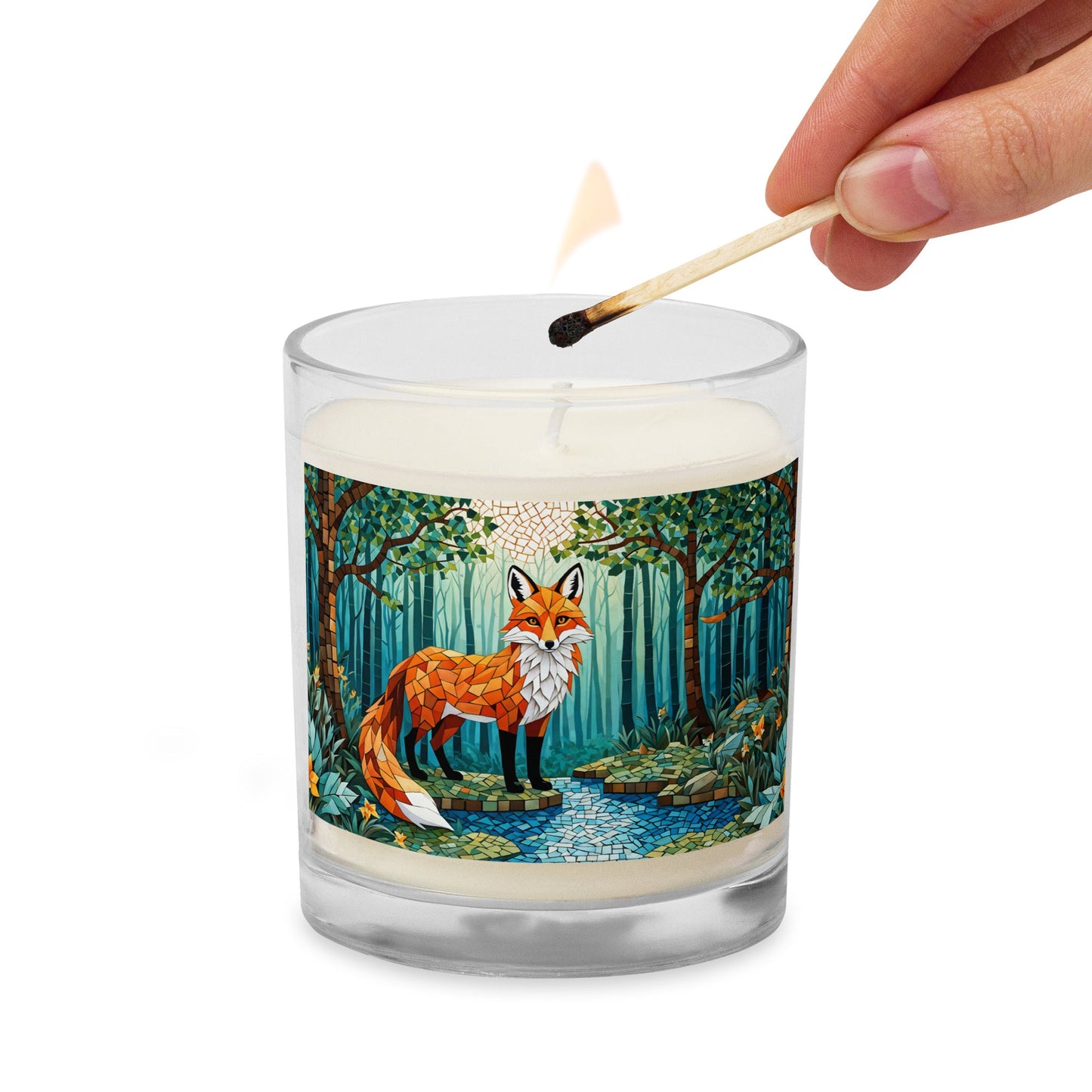 Mosaic Fox By The River Glass Jar Soy Wax Candle - Candles - Discovery Co.