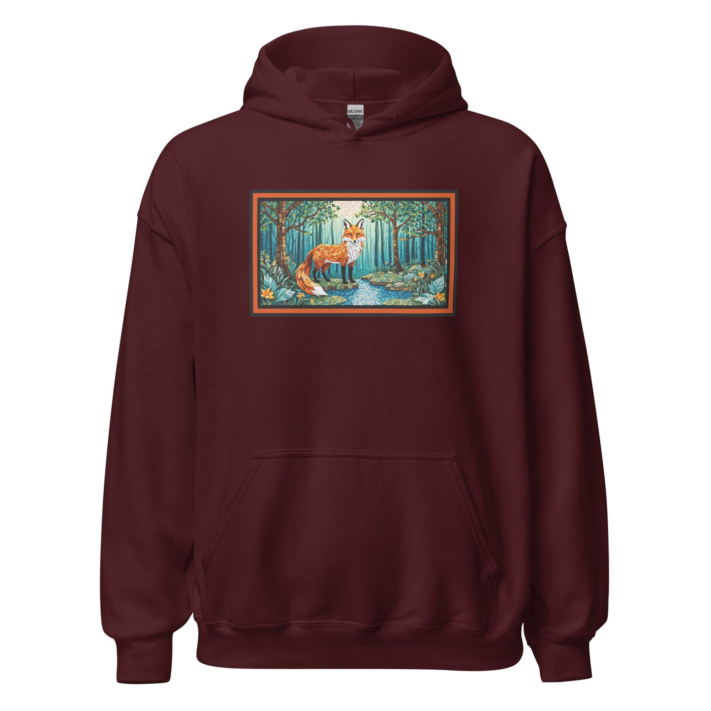 Mosaic Fox By The River Men's (Unisex) Hoodie - Hoodies - Discovery Co.