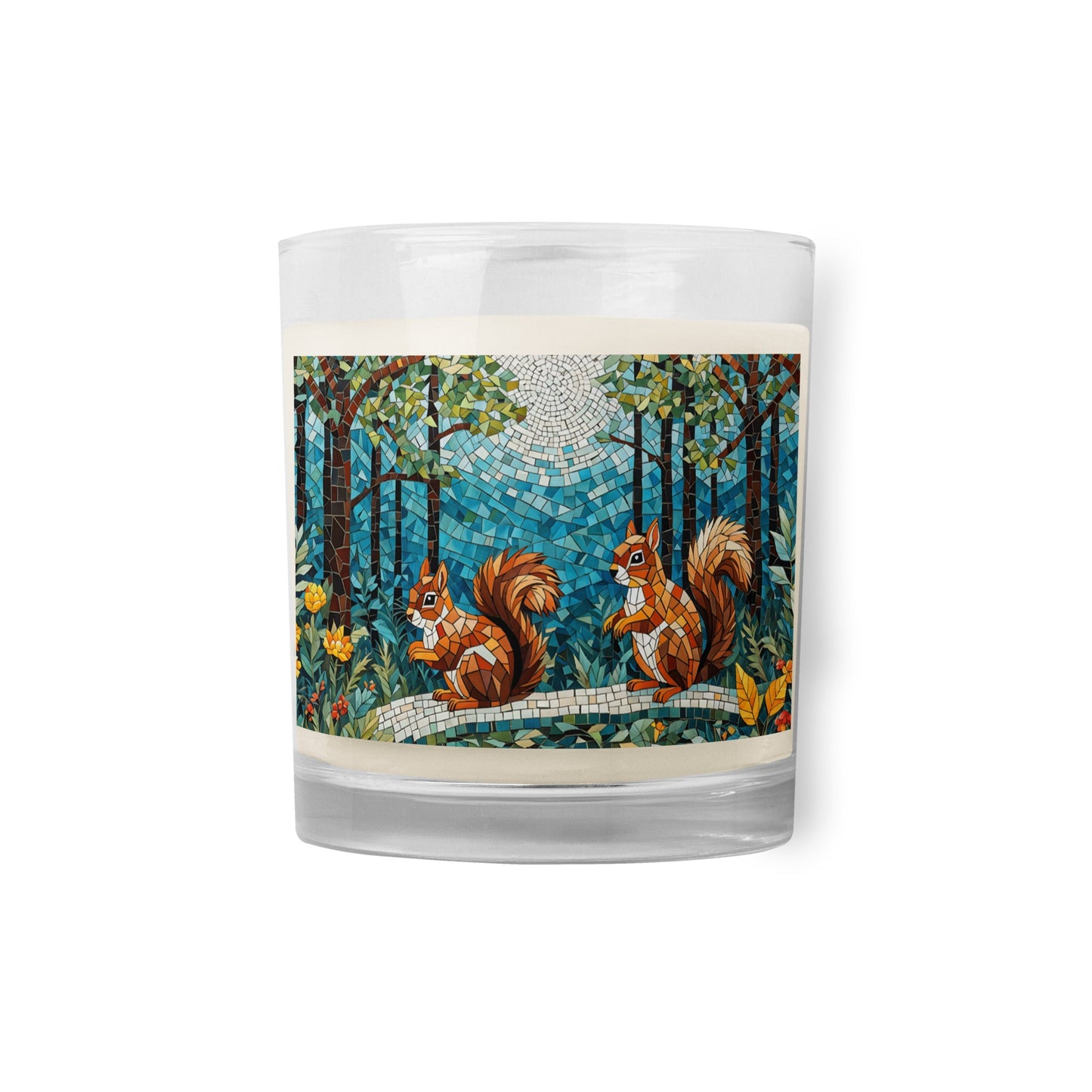 Mosaic Squirrels In The Forest Glass Jar Soy Wax Candle - Candles - Discovery Co.