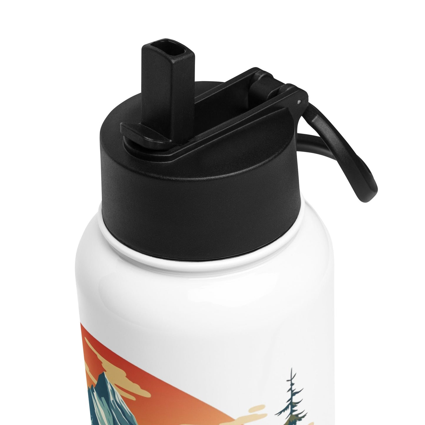 Mountain Bear Stainless Steel Water Bottle With Straw Lid - Stainless Steel Water Bottle With Straw Lid - Discovery Co.