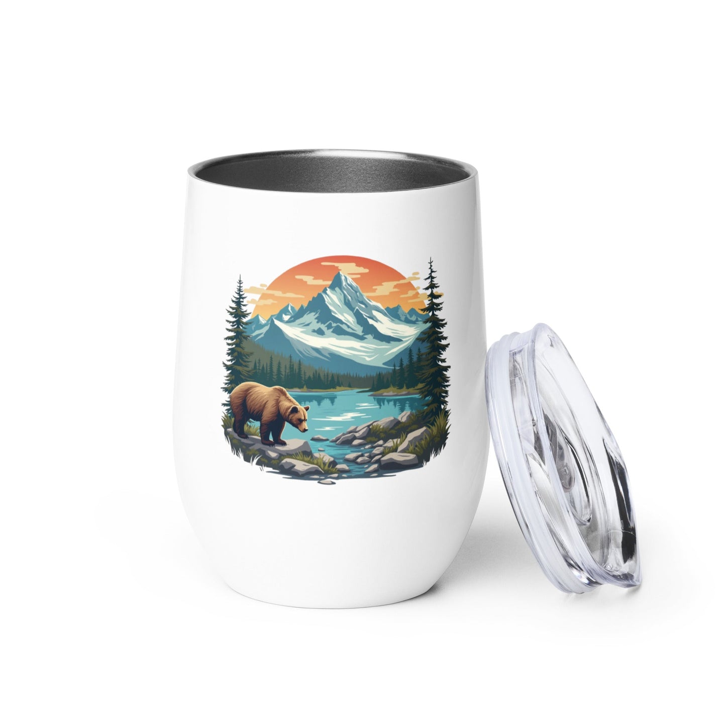 Mountain Bear Stainless Steel Wine Tumbler - Steel Tumbler - Discovery Co.