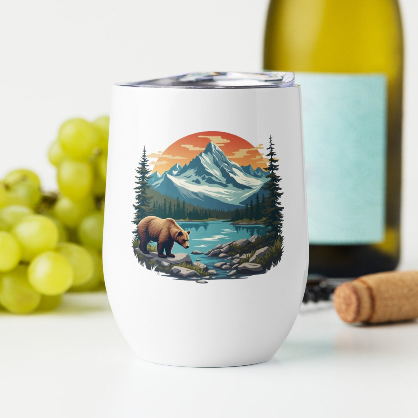 Mountain Bear Stainless Steel Wine Tumbler - Steel Tumbler - Discovery Co.