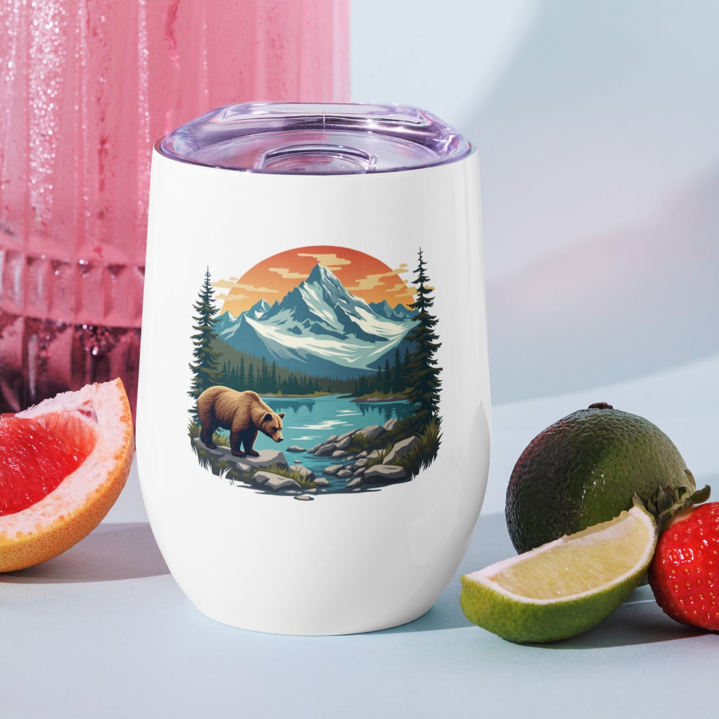 Mountain Bear Stainless Steel Wine Tumbler - Steel Tumbler - Discovery Co.