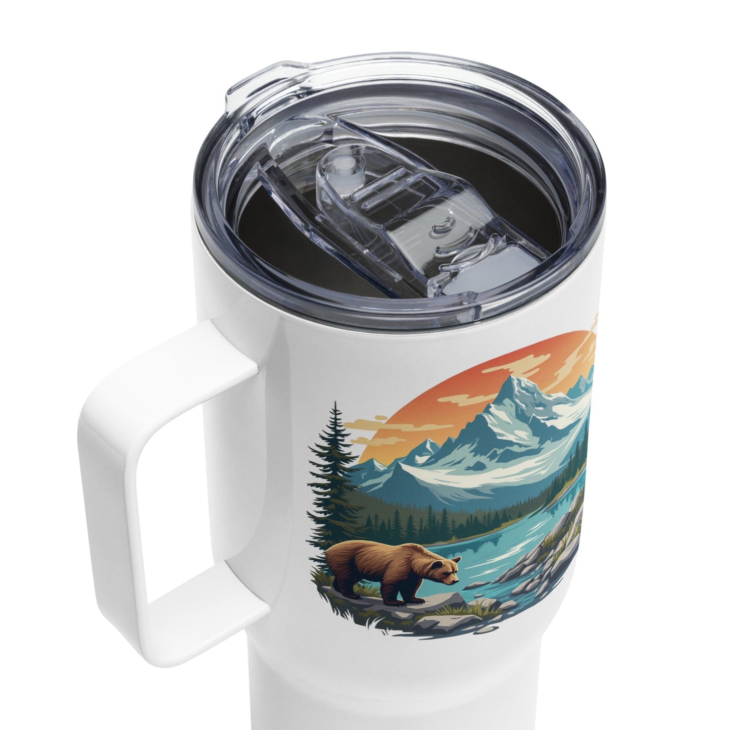 Mountain Bear Travel Mug With Handle (25 oz and 40 oz) - Travel Mug - Discovery Co.