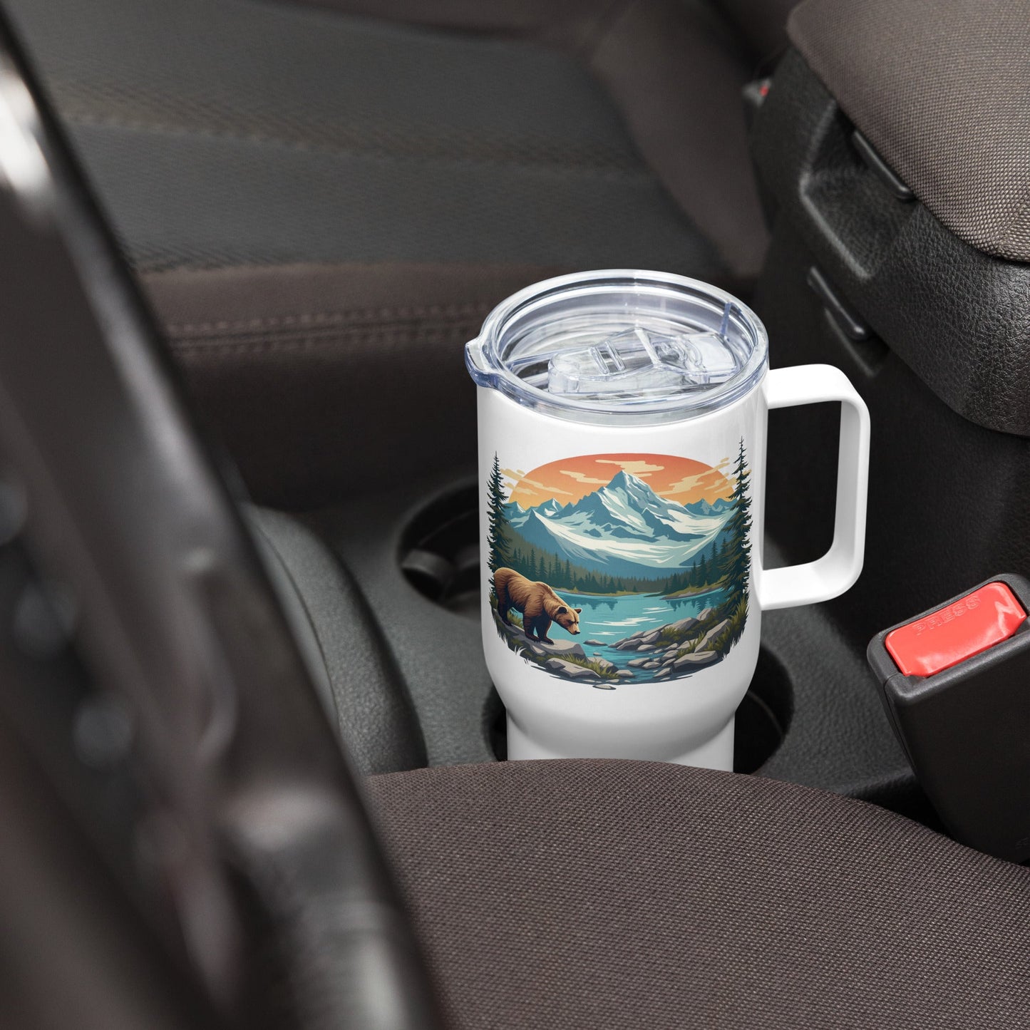 Mountain Bear Travel Mug With Handle (25 oz and 40 oz) - Travel Mug - Discovery Co.