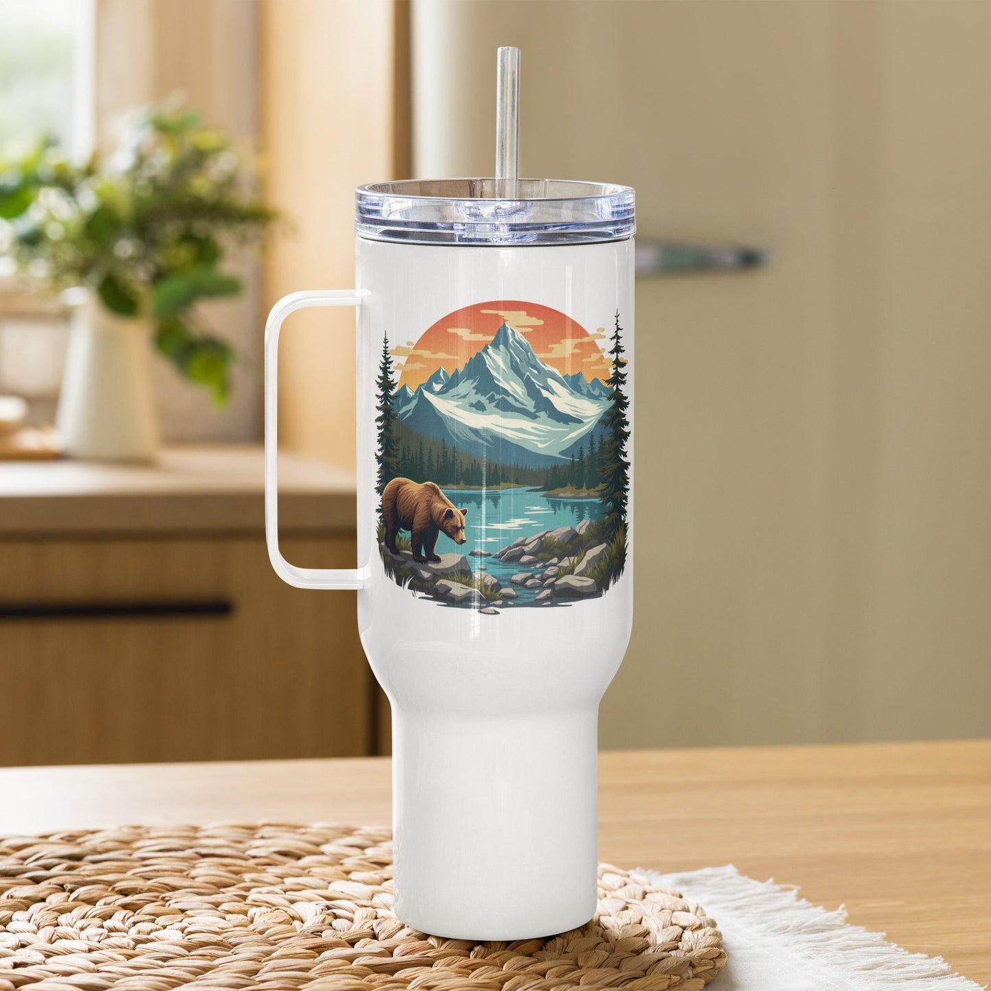 Mountain Bear Travel Mug With Handle (25 oz and 40 oz) - Travel Mug - Discovery Co.