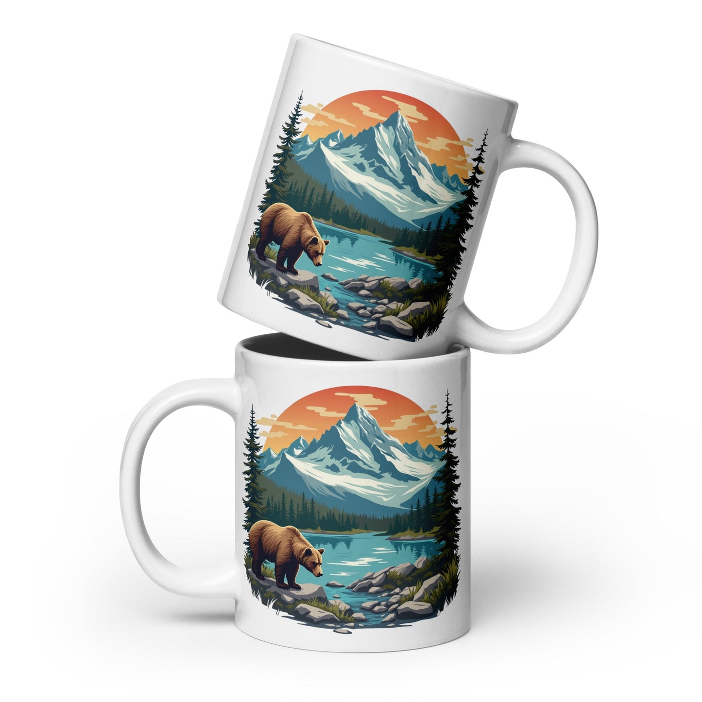 Mountain Bear White Glossy Mug (11 oz, 15 oz, 20 oz) - Mugs - Discovery Co.