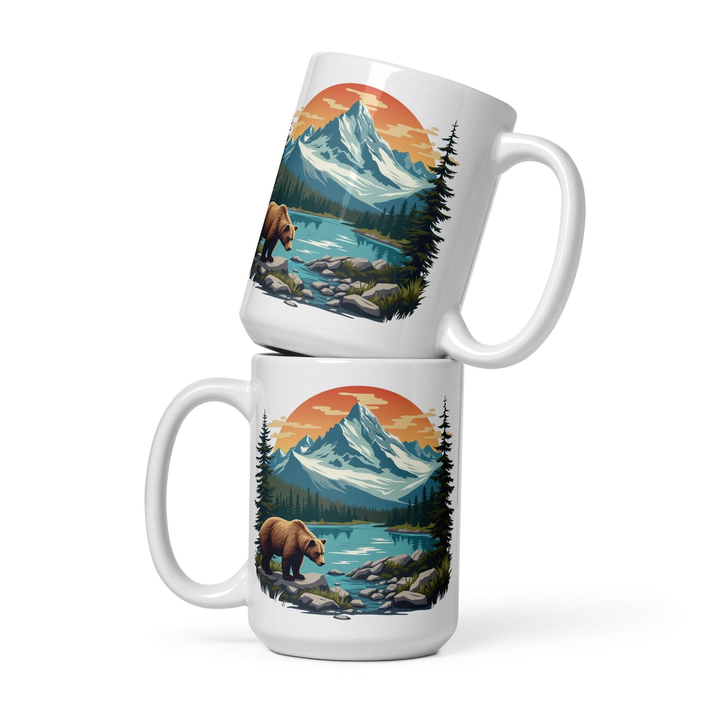 Mountain Bear White Glossy Mug (11 oz, 15 oz, 20 oz) - Mugs - Discovery Co.