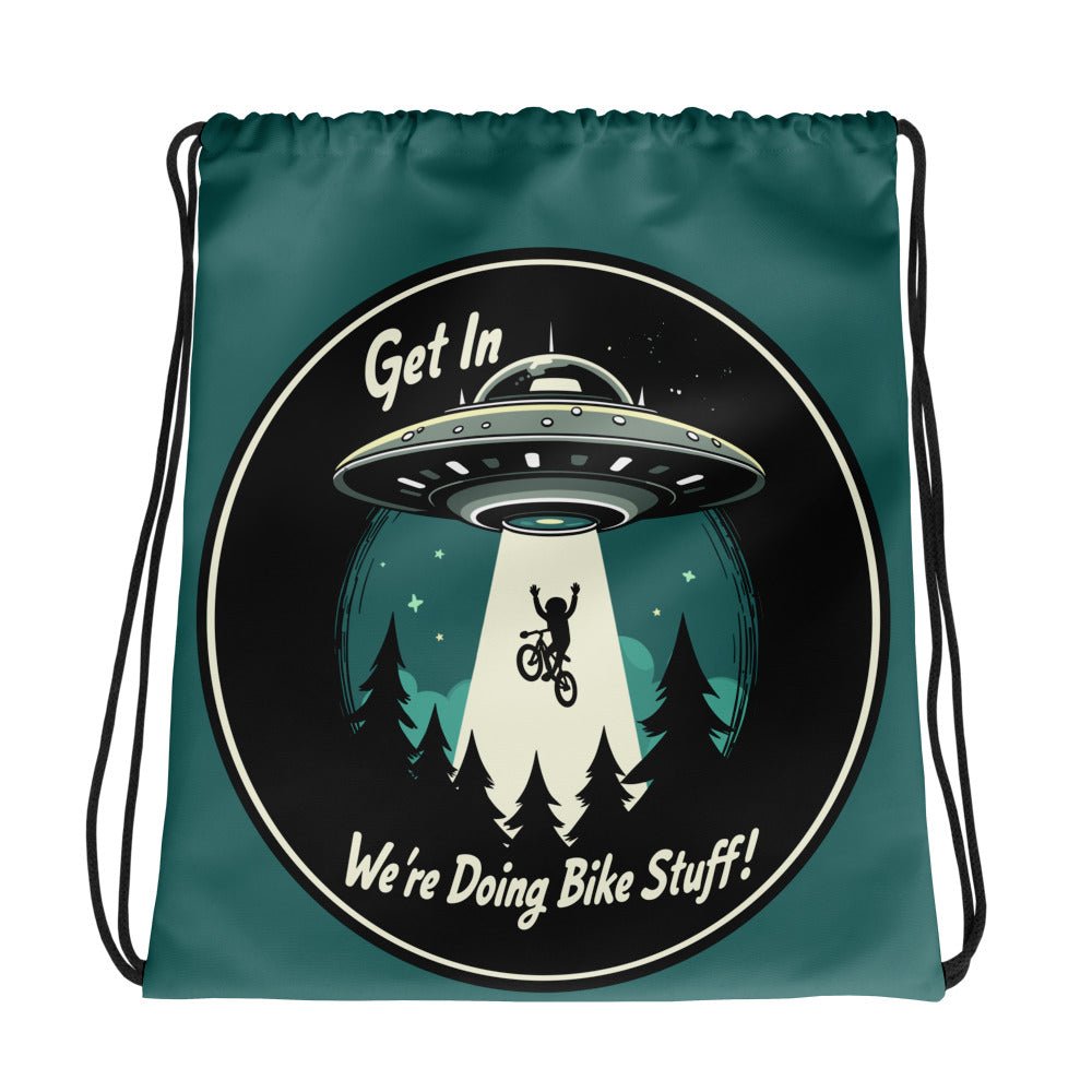 Mountain Biker - UFO Abduction Drawstring Bag - Drawstring Bag - Discovery Co.