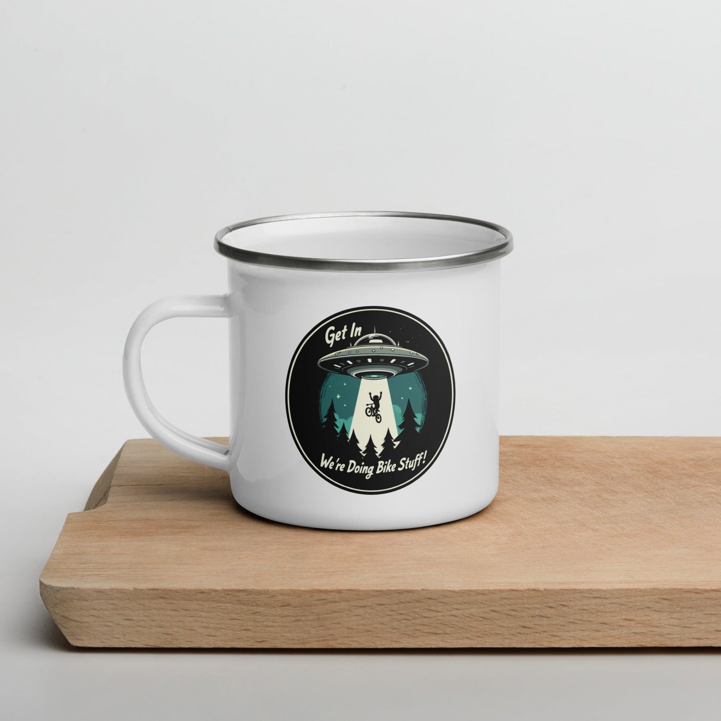 Mountain Biker - UFO Abduction Enamel Mug - Mugs - Discovery Co.