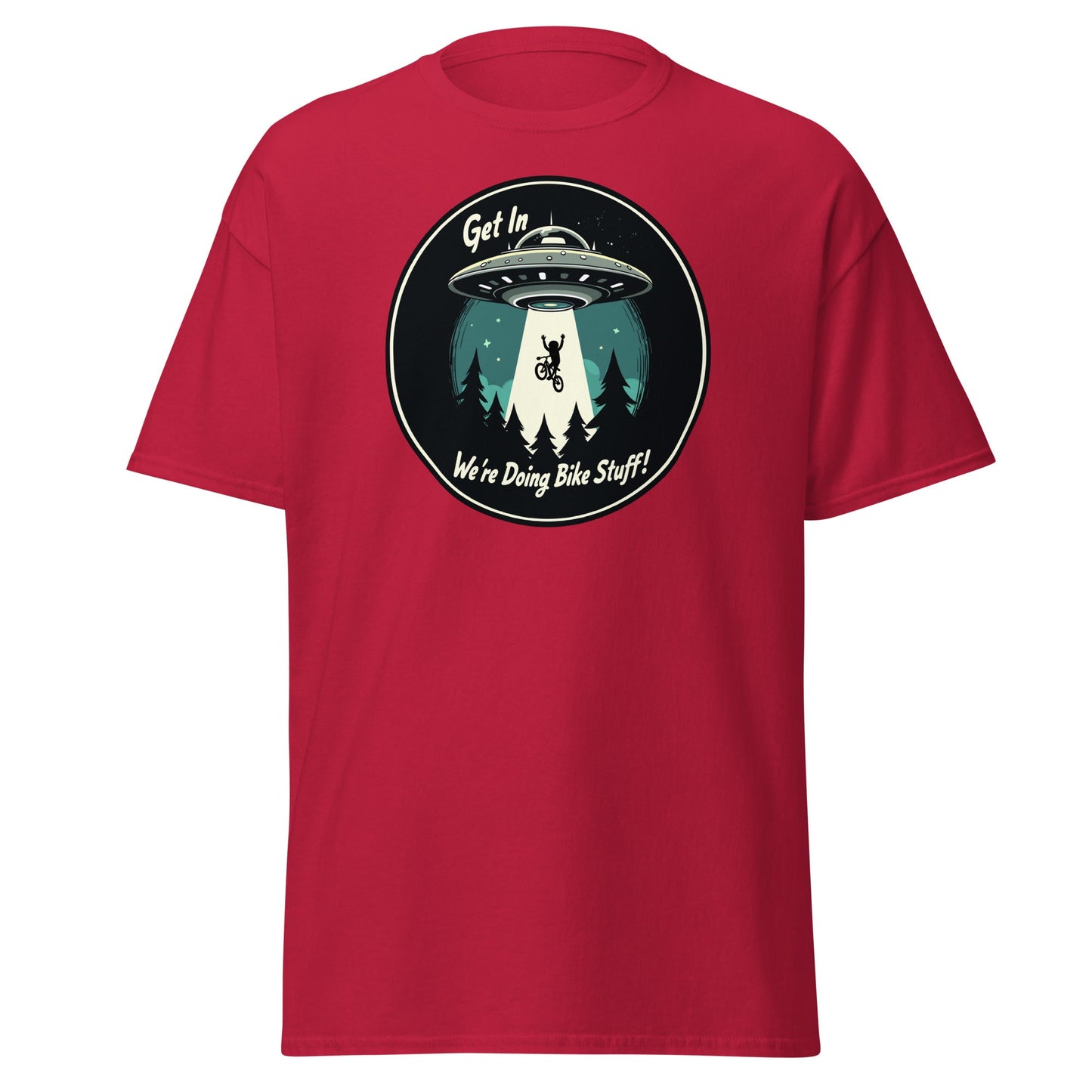 Mountain Biker - UFO Abduction "Get In - We're Doing Bike Stuff!" Women's (Unisex) Classic Tee - Women's Shirts - Discovery Co.