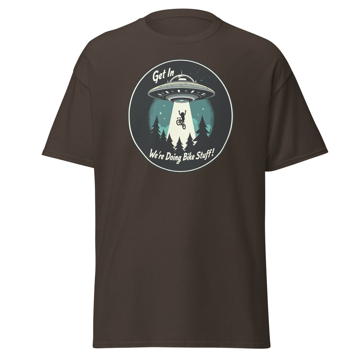 Mountain Biker - UFO Abduction "Get In - We're Doing Bike Stuff!" Women's (Unisex) Classic Tee - Women's Shirts - Discovery Co.