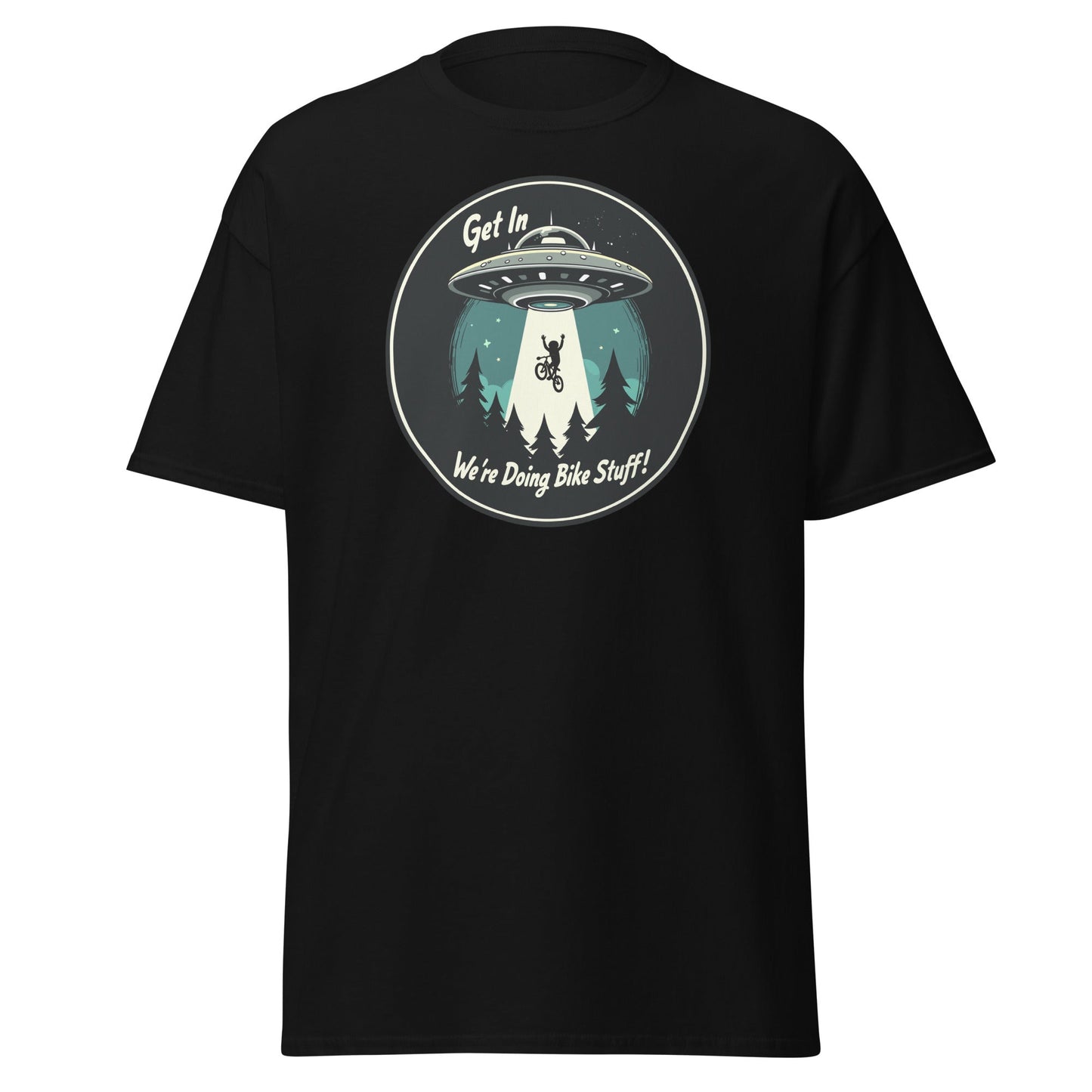 Mountain Biker - UFO Abduction "Get In - We're Doing Bike Stuff!" Women's (Unisex) Classic Tee - Women's Shirts - Discovery Co.