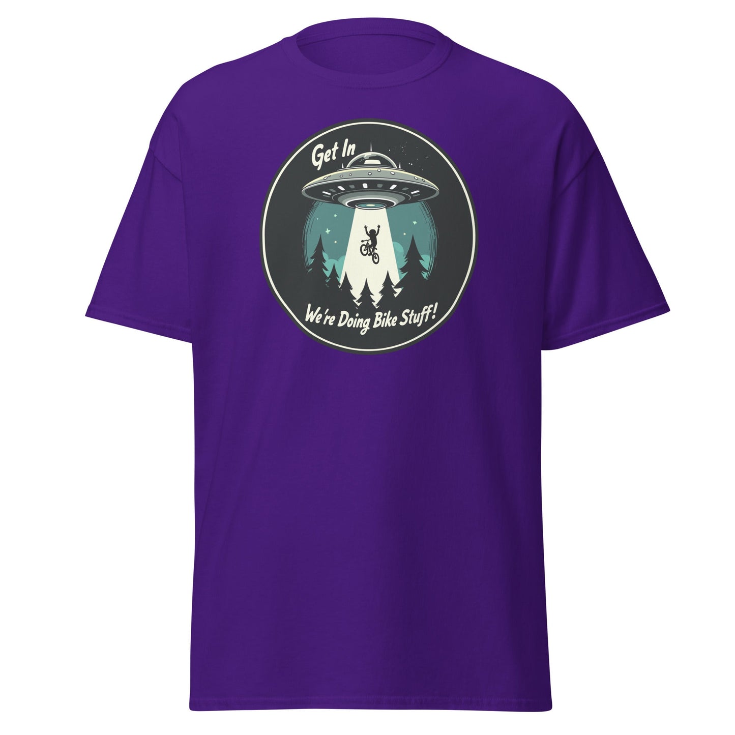 Mountain Biker - UFO Abduction "Get In - We're Doing Bike Stuff!" Women's (Unisex) Classic Tee - Women's Shirts - Discovery Co.