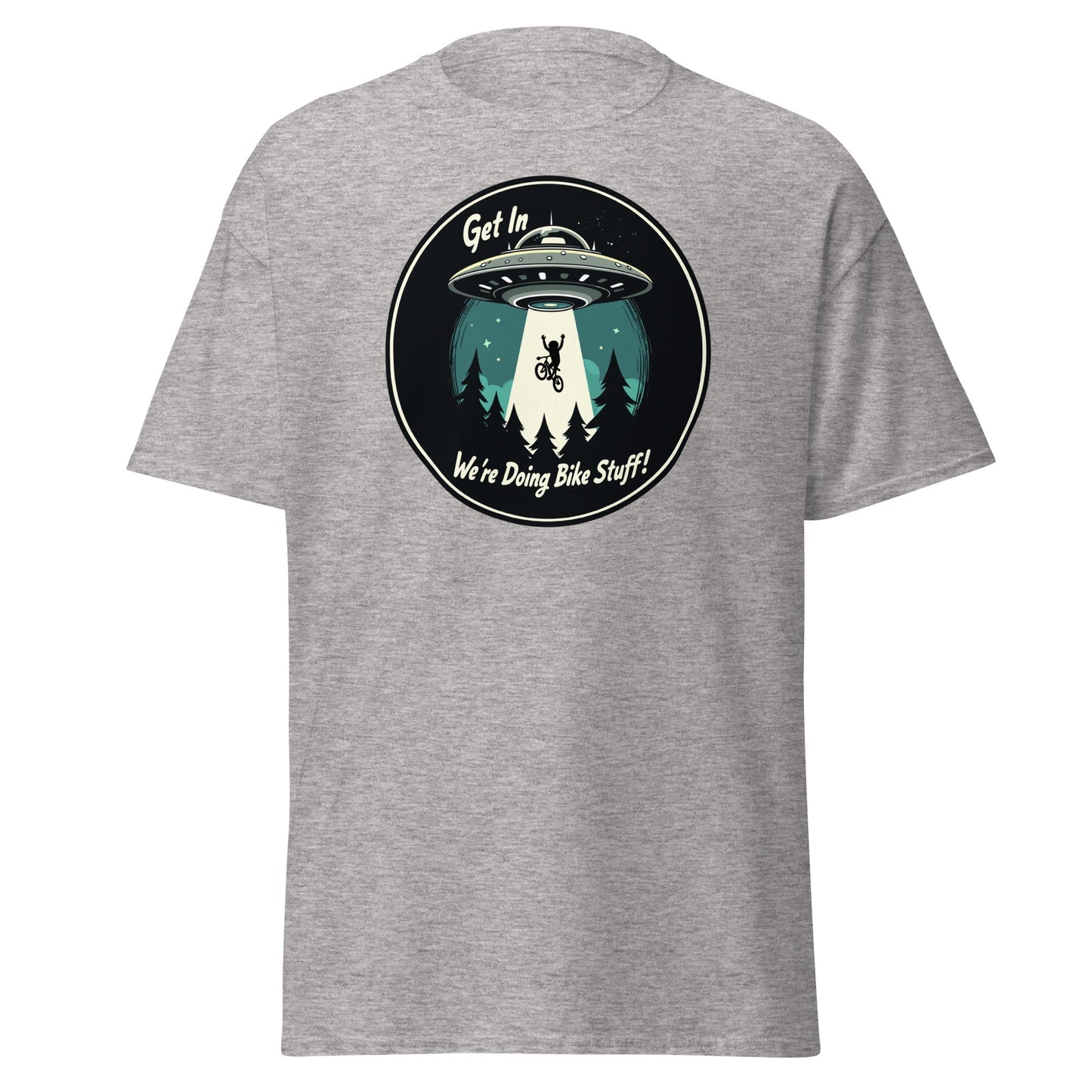 Mountain Biker - UFO Abduction "Get In - We're Doing Bike Stuff!" Women's (Unisex) Classic Tee - Women's Shirts - Discovery Co.