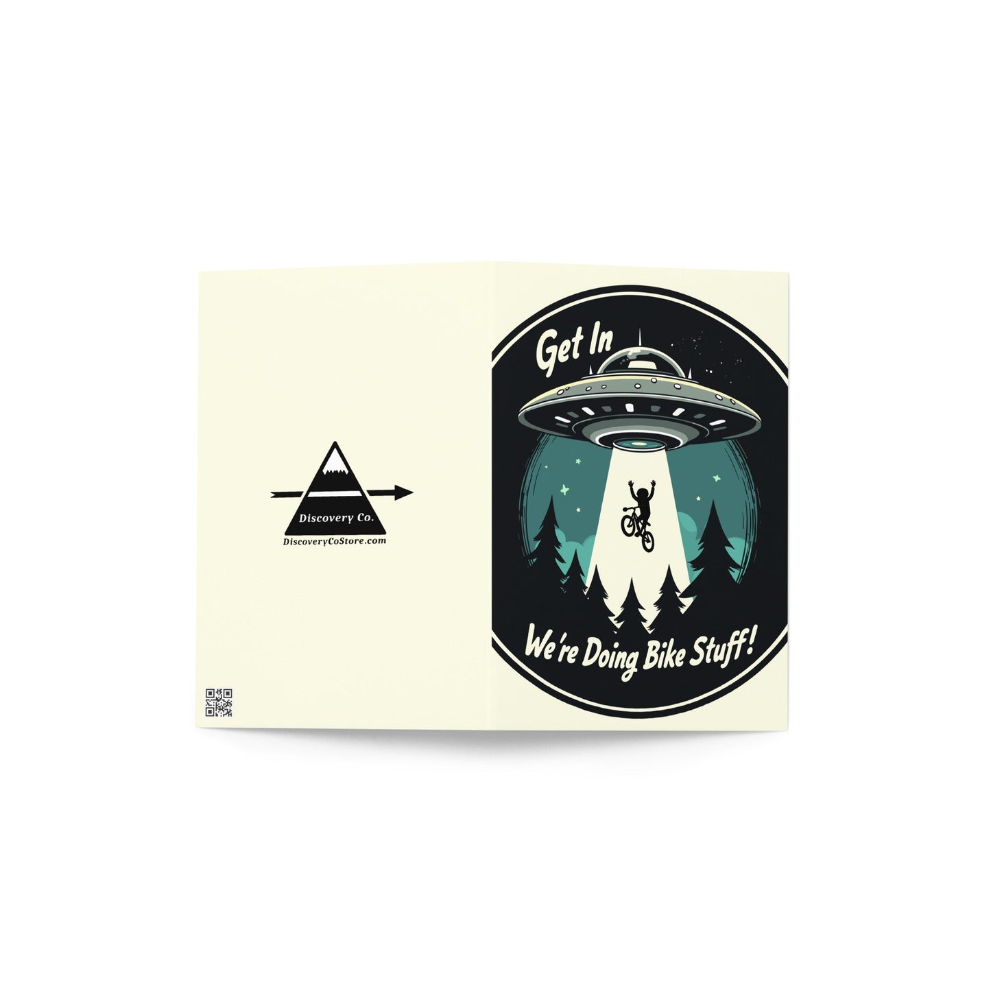 Mountain Biker - UFO Abduction Greeting Card - Greeting Card - Discovery Co.