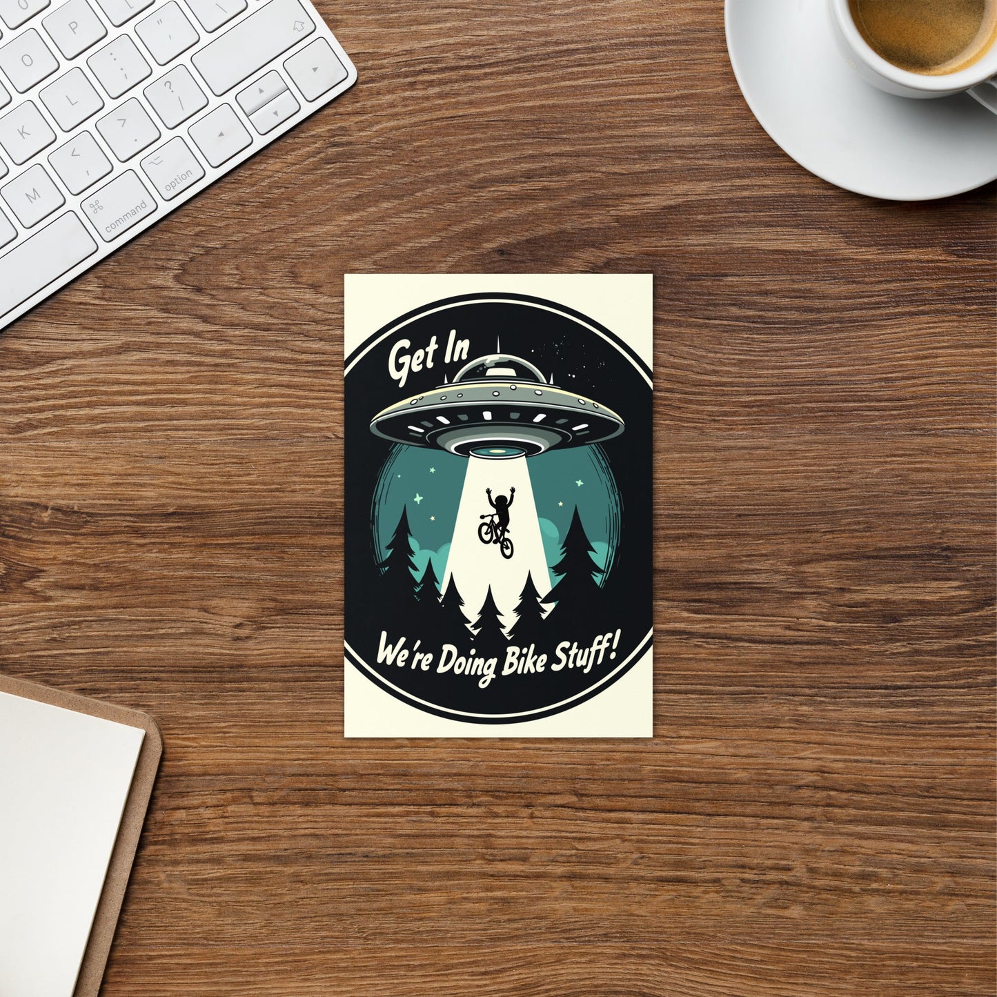 Mountain Biker - UFO Abduction Greeting Card - Greeting Card - Discovery Co.