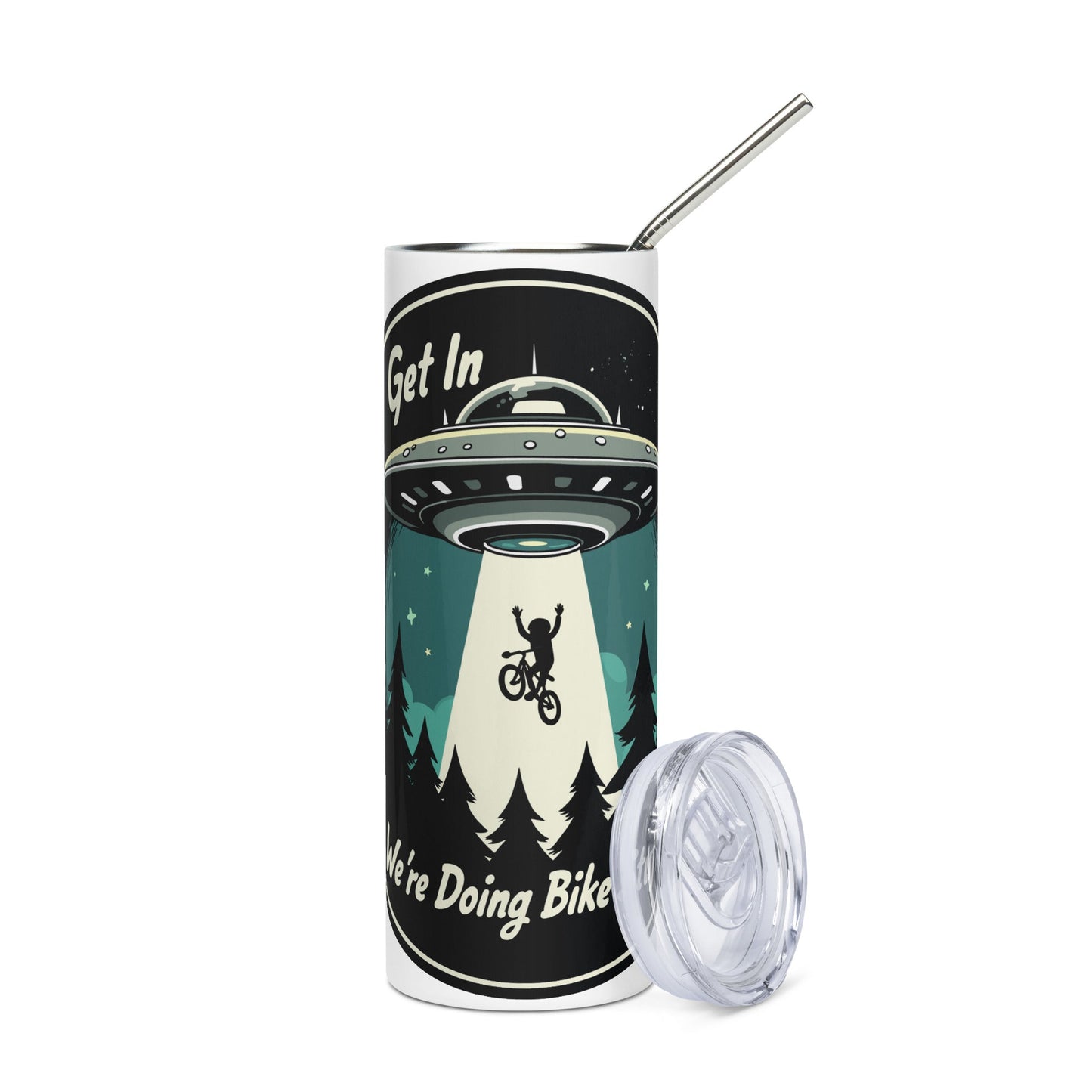 Mountain Biker - UFO Abduction Stainless Steel Tumbler - Steel Tumbler - Discovery Co.