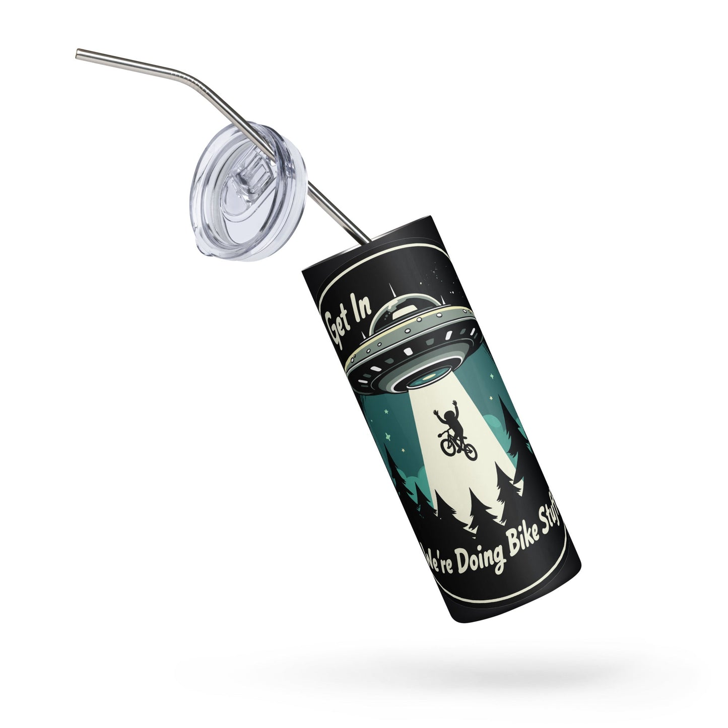 Mountain Biker - UFO Abduction Stainless Steel Tumbler - Steel Tumbler - Discovery Co.