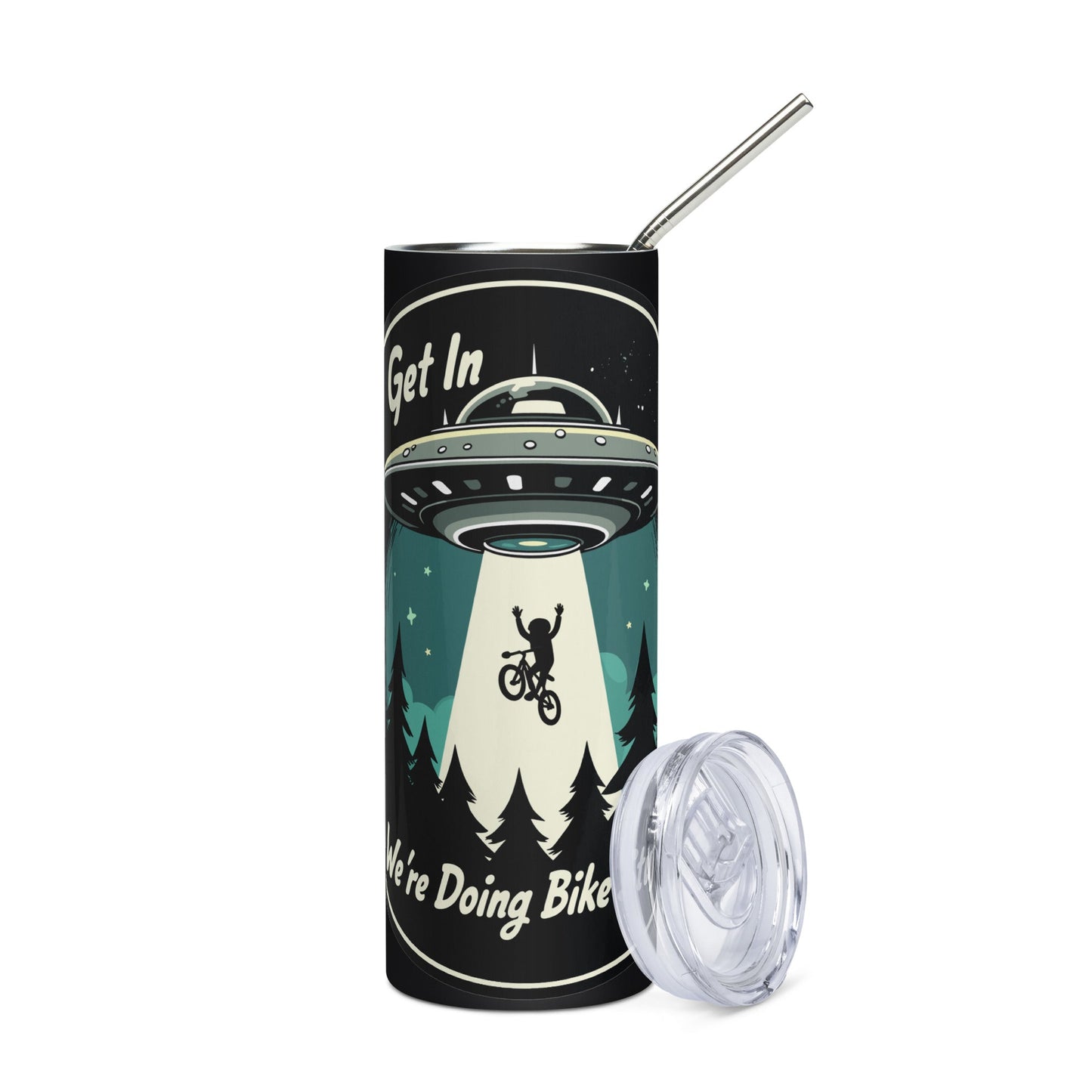 Mountain Biker - UFO Abduction Stainless Steel Tumbler - Steel Tumbler - Discovery Co.