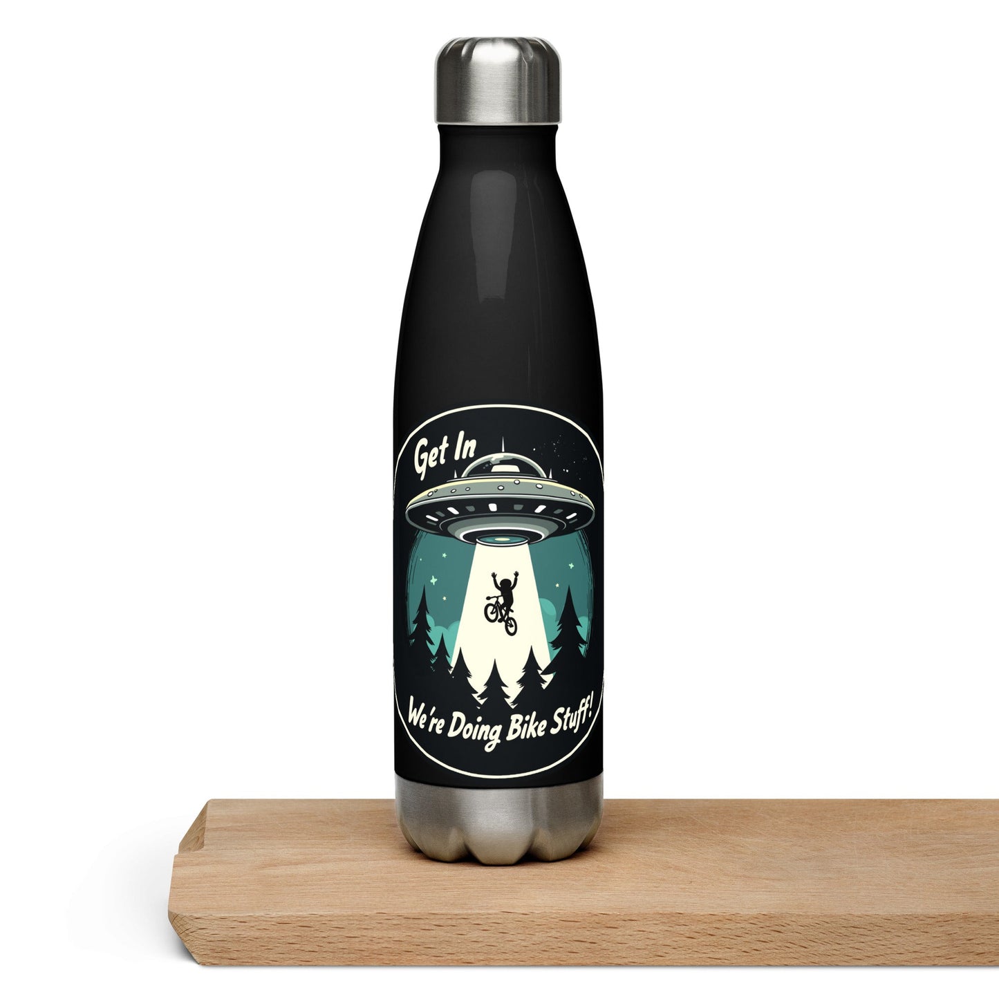 Mountain Biker - UFO Abduction Stainless Steel Water Bottle - Stainless Steel Water Bottle - Discovery Co.