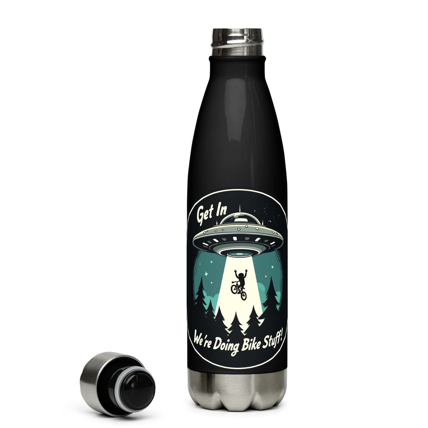 Mountain Biker - UFO Abduction Stainless Steel Water Bottle - Stainless Steel Water Bottle - Discovery Co.