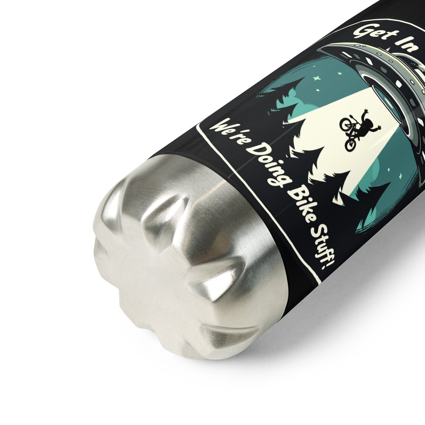 Mountain Biker - UFO Abduction Stainless Steel Water Bottle - Stainless Steel Water Bottle - Discovery Co.