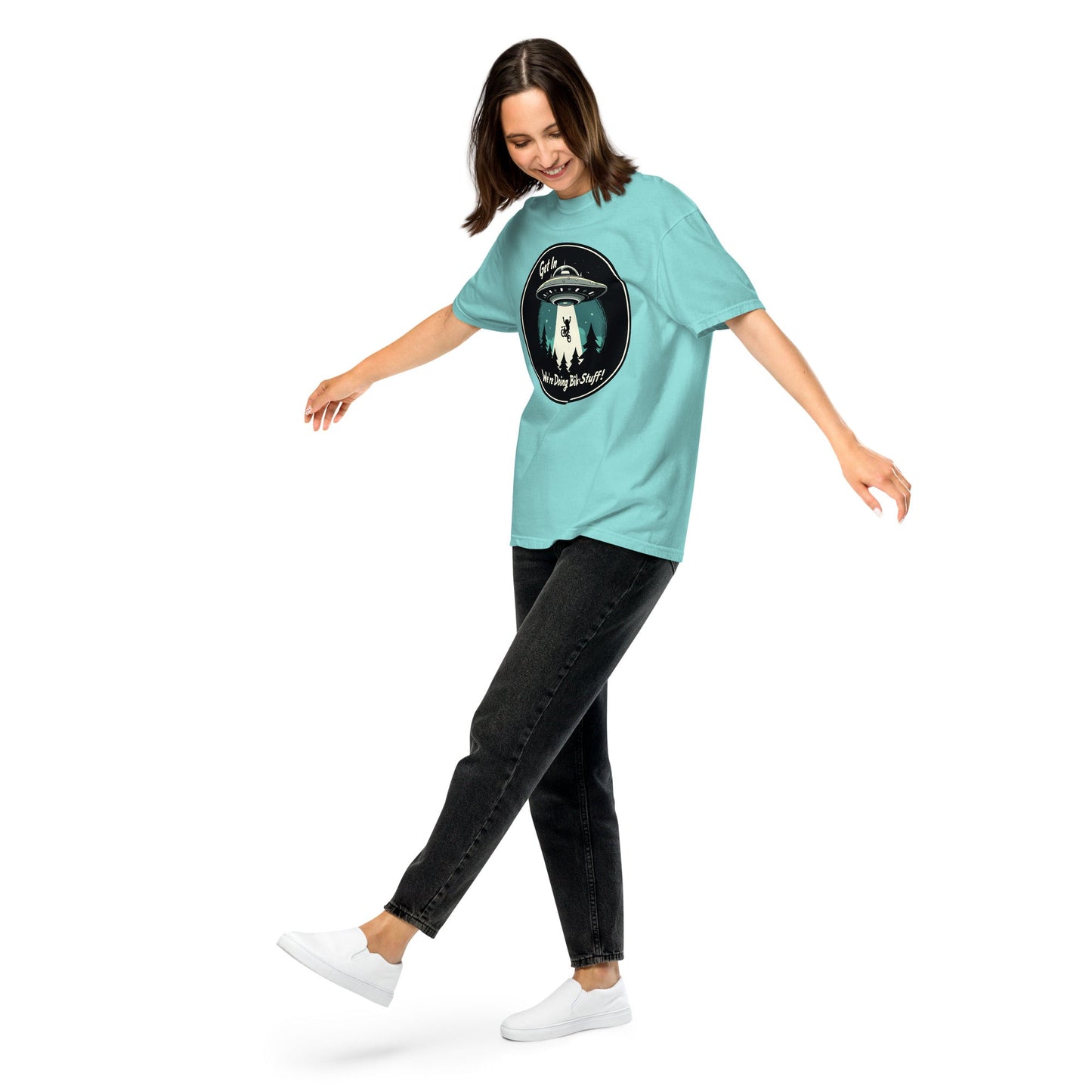 Mountain Biker - UFO Abduction Women's (Unisex) Premium Tee - Women's Shirts - Discovery Co.