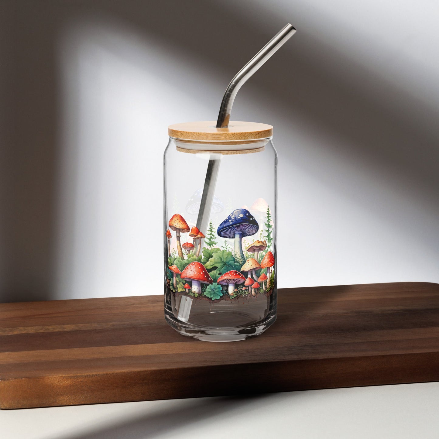 Mushroom Forest Watercolor Art Can - Shaped Glass - Can - Shaped Glass - Discovery Co.