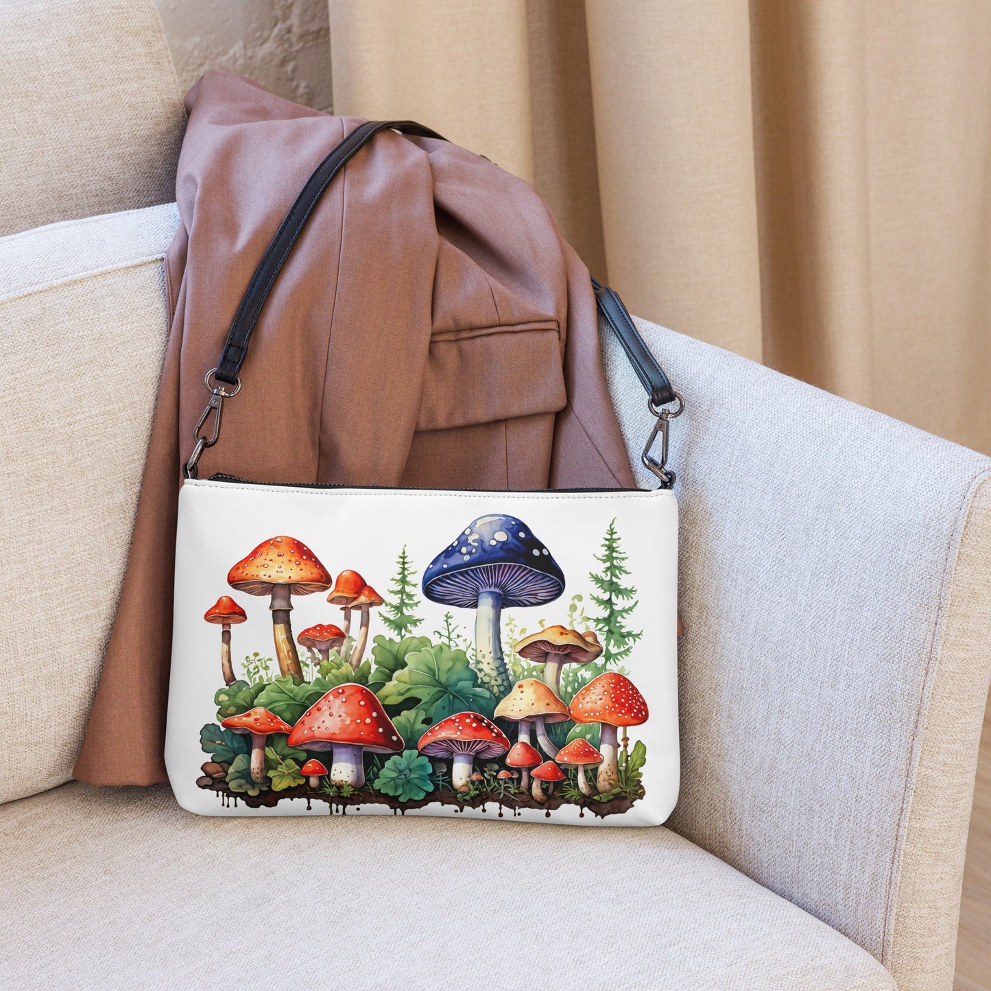 Mushroom Forest Watercolor Art Crossbody Bag - Crossbody Bag - Discovery Co.