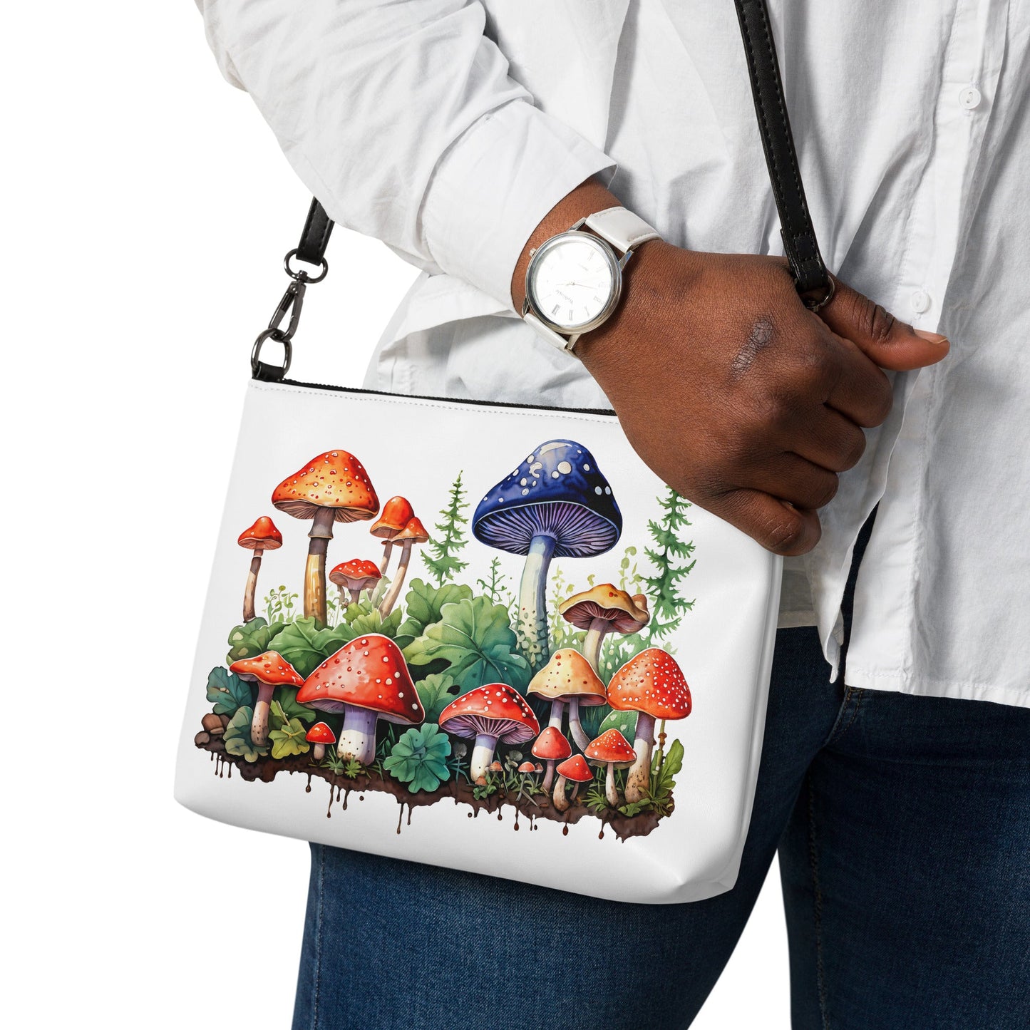 Mushroom Forest Watercolor Art Crossbody Bag - Crossbody Bag - Discovery Co.