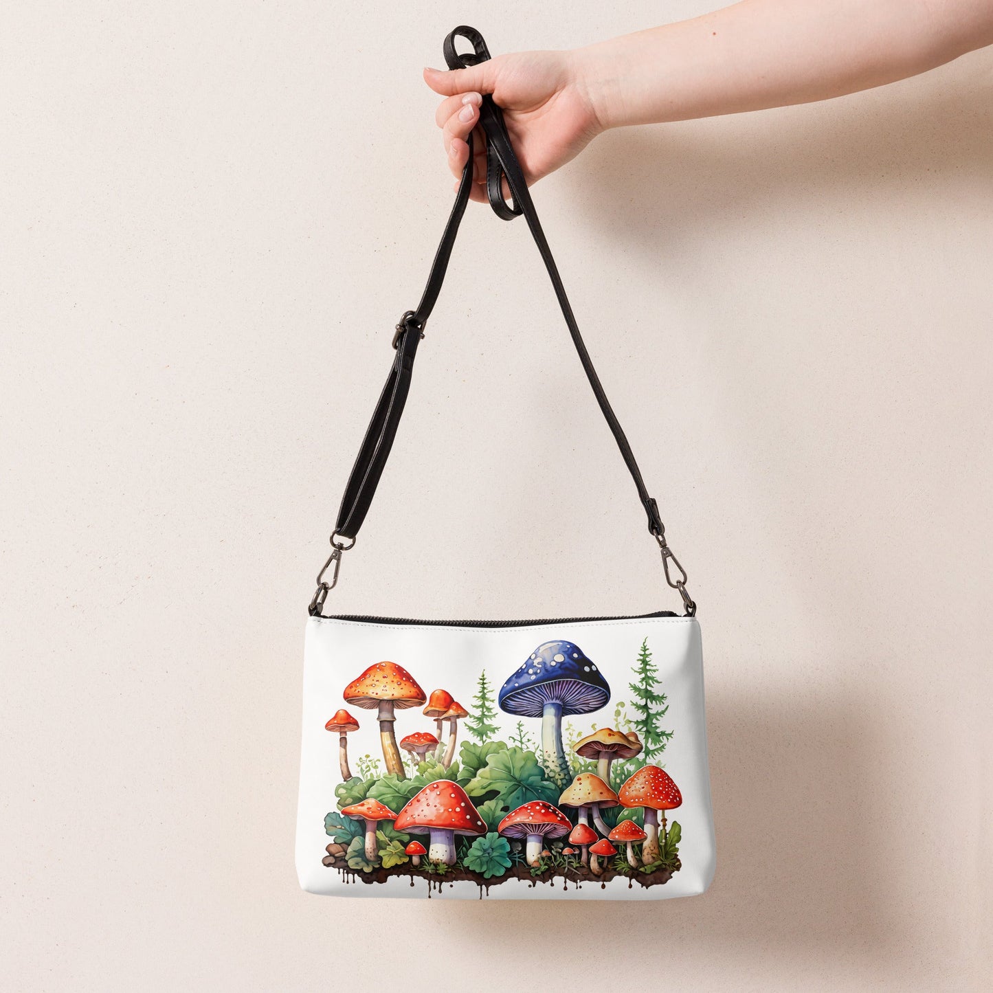 Mushroom Forest Watercolor Art Crossbody Bag - Crossbody Bag - Discovery Co.