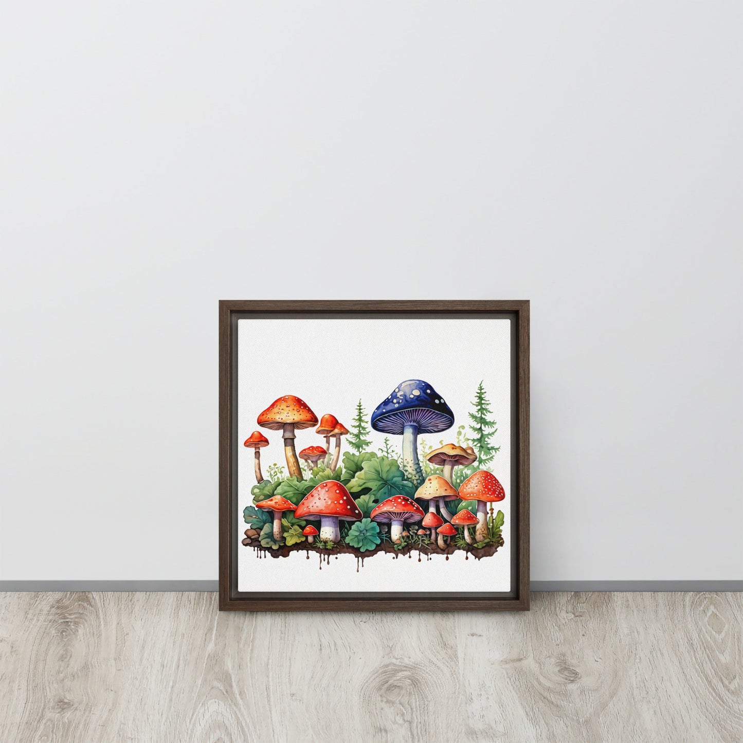Mushroom Forest Watercolor Art Framed Canvas - Canvas Prints - Discovery Co.