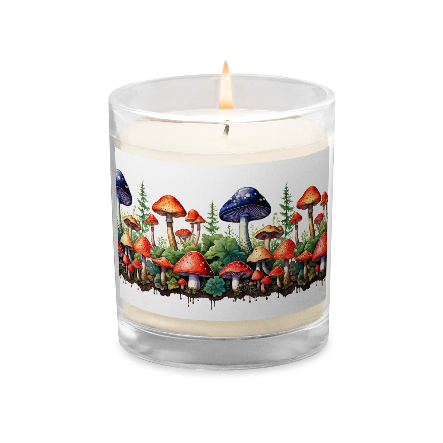 Mushroom Forest Watercolor Art Glass Jar Soy Wax Candle - Candles - Discovery Co.