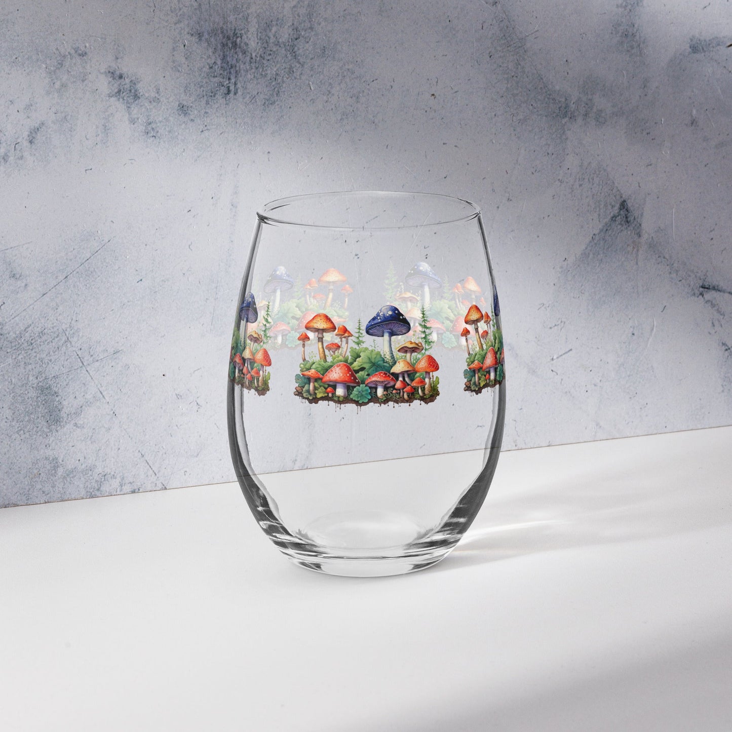 Mushroom Forest Watercolor Art Stemless Wine Glass - Stemless Wine Glass - Discovery Co.