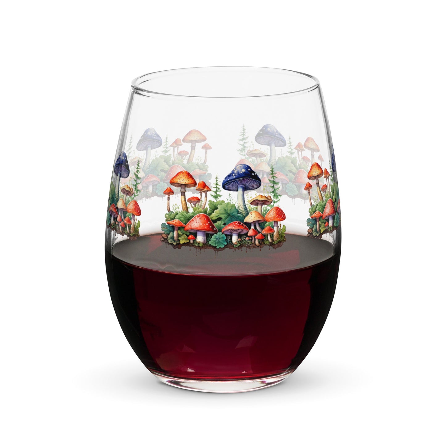 Mushroom Forest Watercolor Art Stemless Wine Glass - Stemless Wine Glass - Discovery Co.