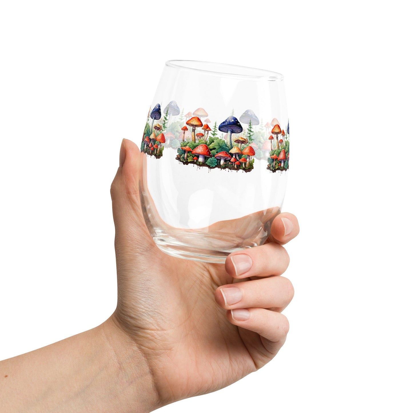 Mushroom Forest Watercolor Art Stemless Wine Glass - Stemless Wine Glass - Discovery Co.