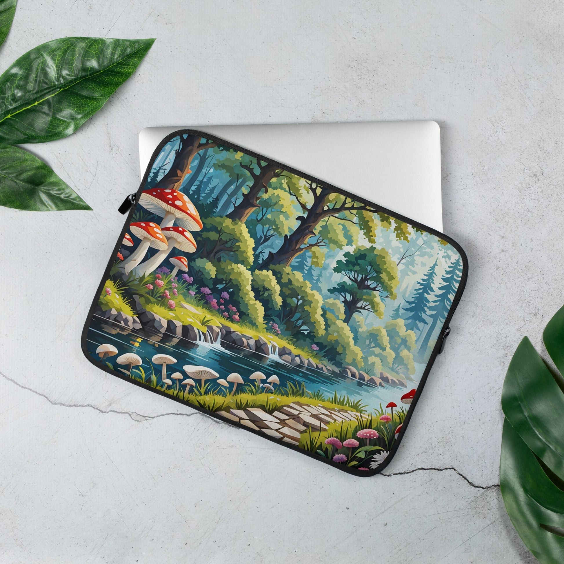 Mushrooms By The River II Laptop Sleeve - Laptop Cases - Discovery Co.