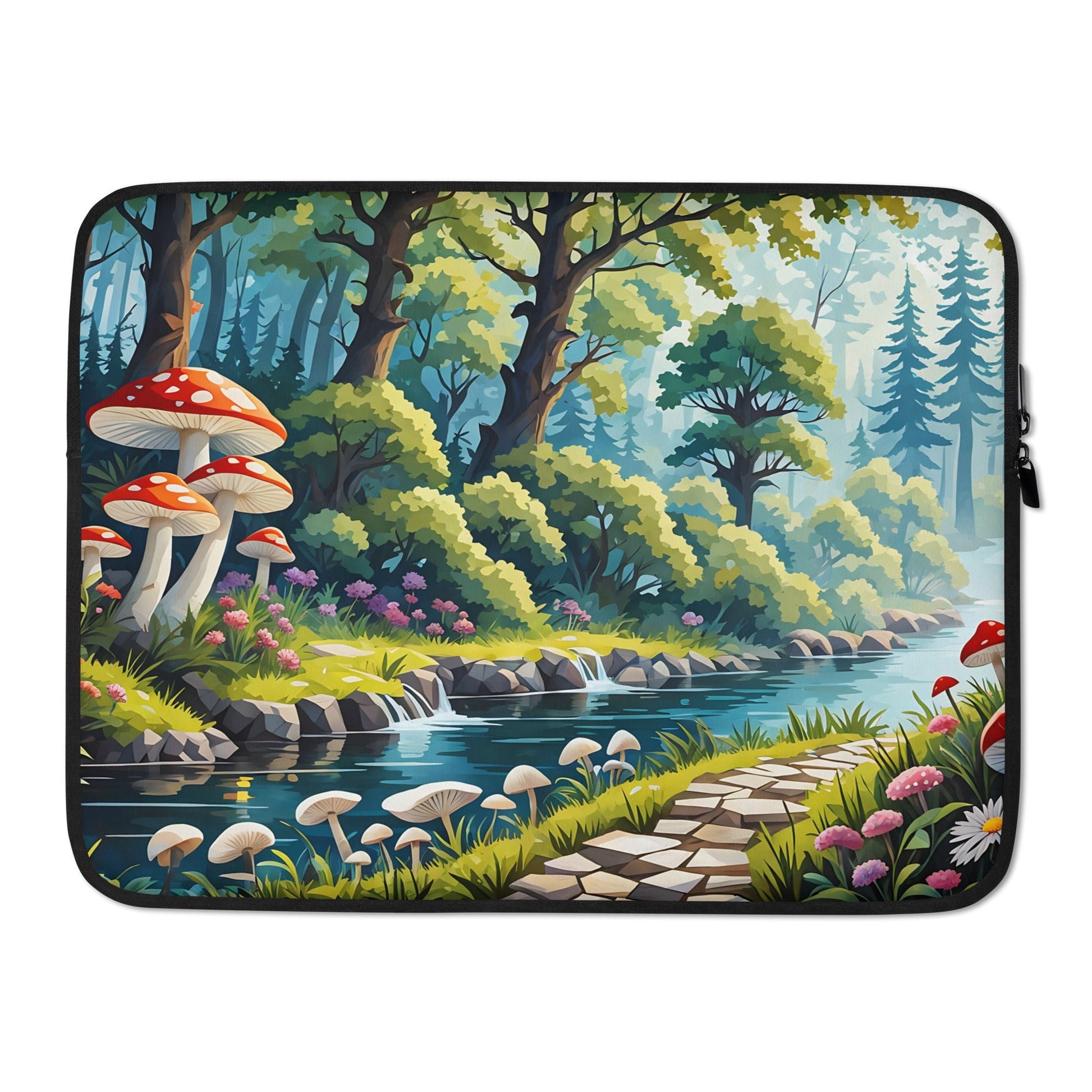 Mushrooms By The River II Laptop Sleeve - Laptop Cases - Discovery Co.