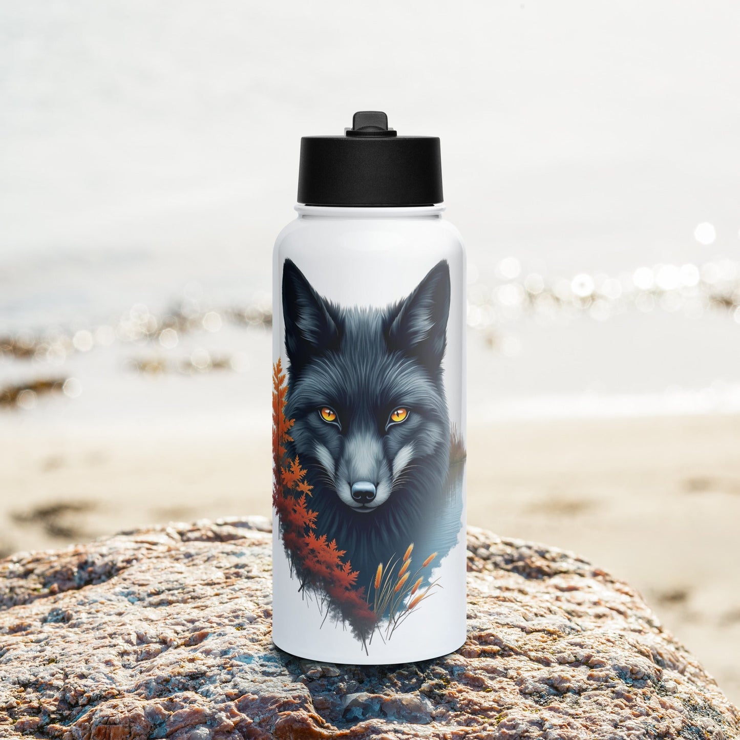 Mystic Fox Stainless Steel Water Bottle With Straw Lid - Stainless Steel Water Bottle With Straw Lid - Discovery Co.