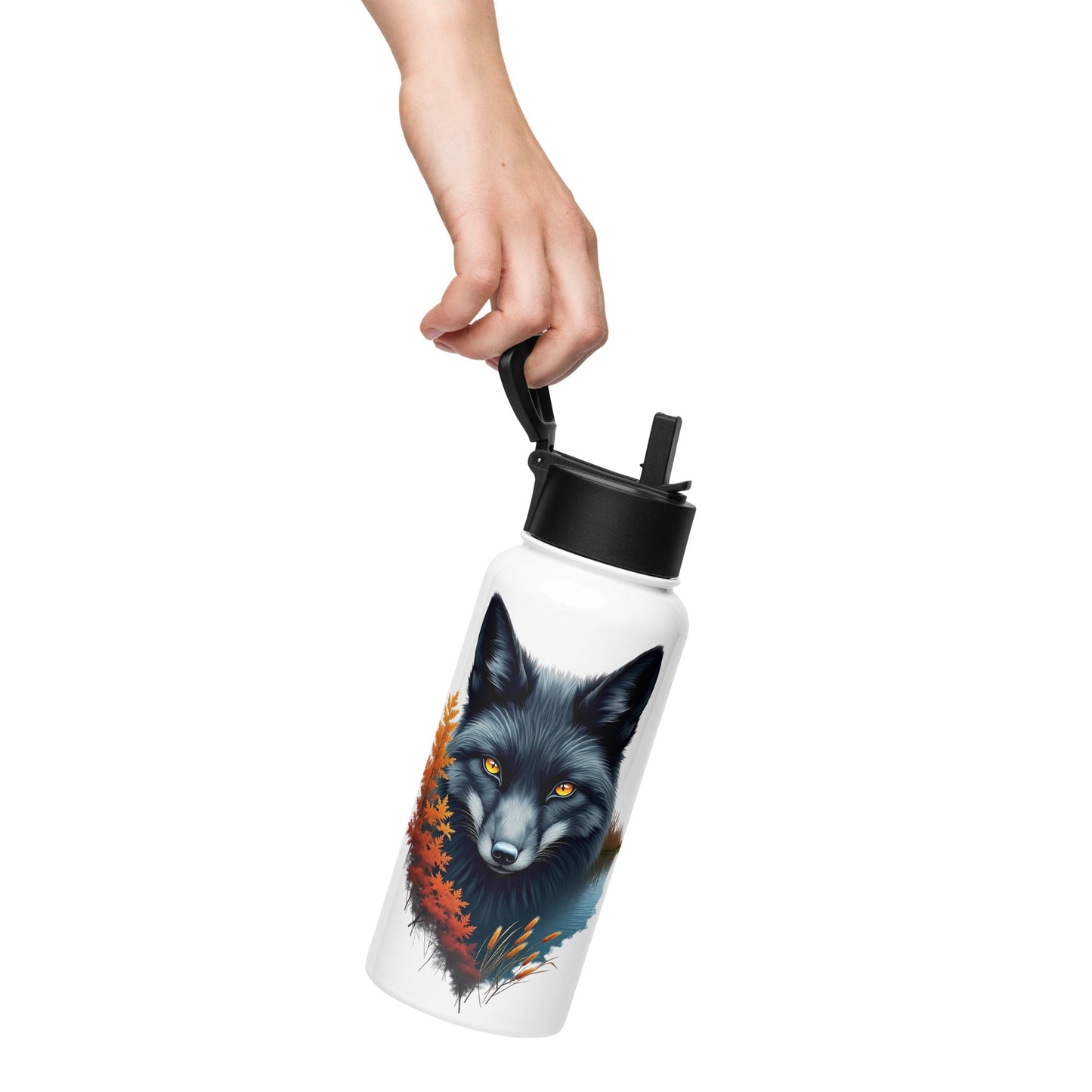 Mystic Fox Stainless Steel Water Bottle With Straw Lid - Stainless Steel Water Bottle With Straw Lid - Discovery Co.